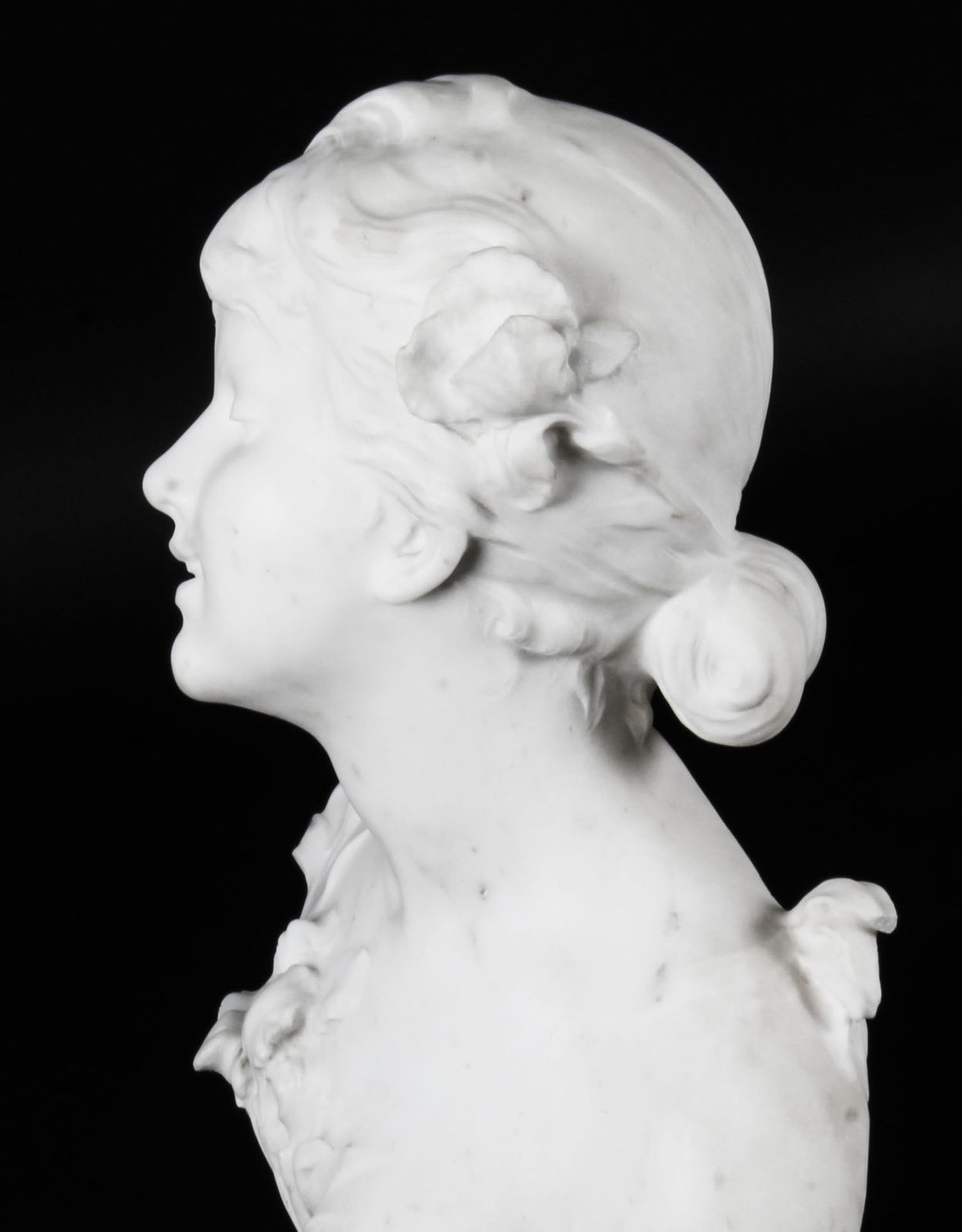 Antique Carrara Marble Portrait Bust By Auguste Moreau Circa 1890 photo Art