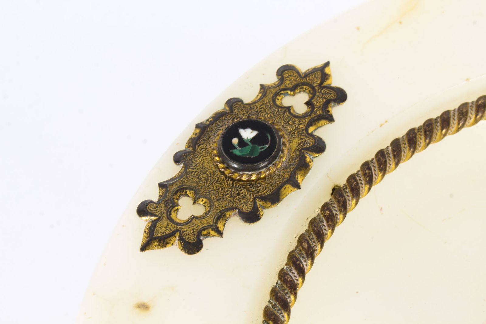 Antique Italian Pietra Dura Mounted Brass And Alabaster Comport Dish 19th C photo buy