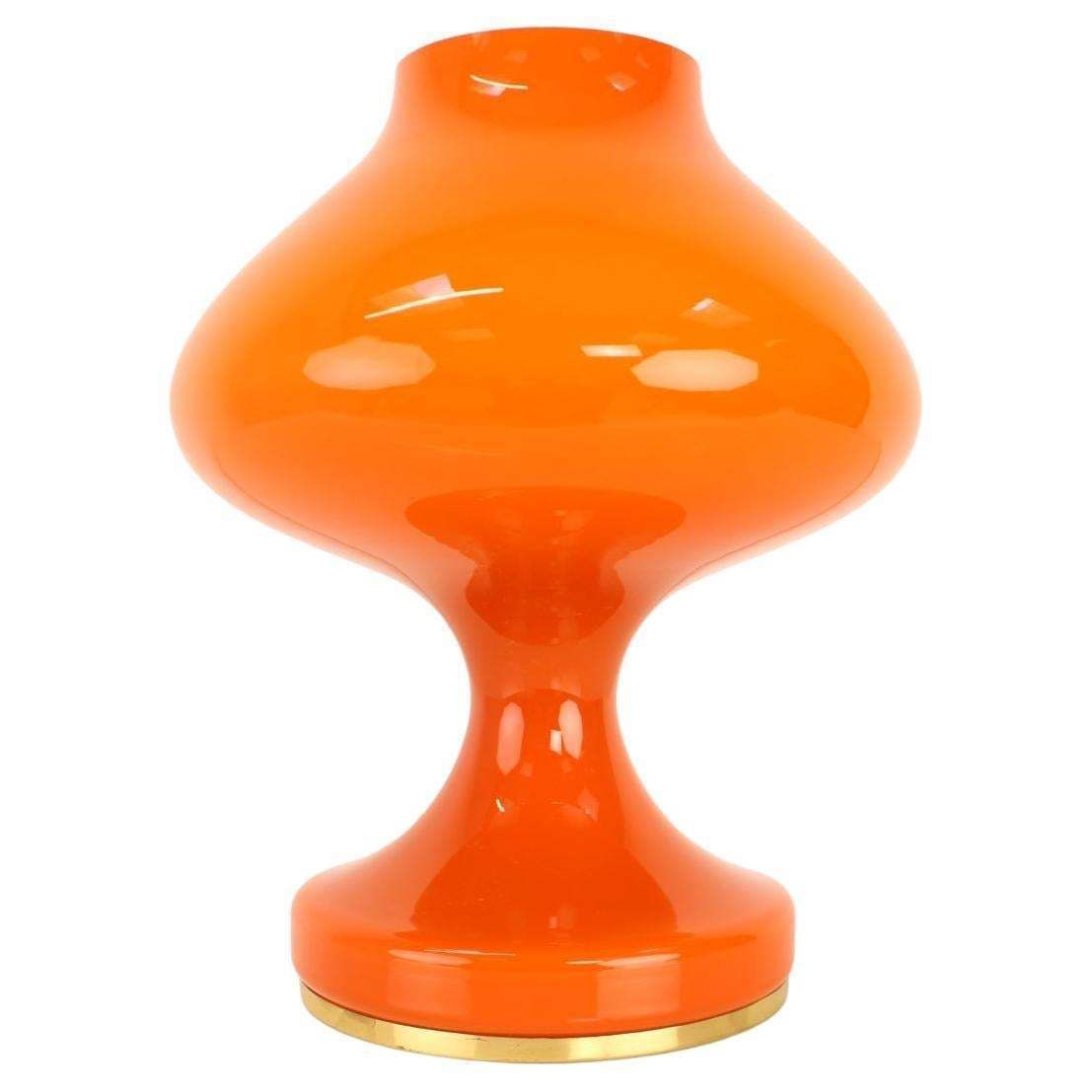 photo furniture All Glass Orange Table Lamp By Valasske Mezirici, 1970s