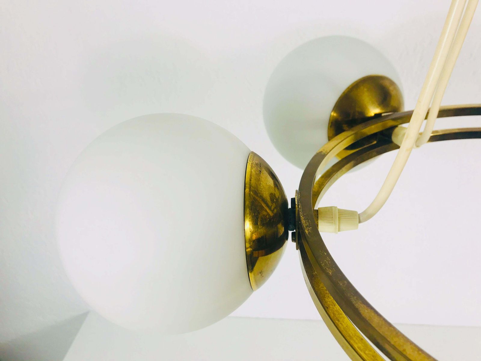 Mid Century Modern Golden Kaiser 6 Arm Space Age Chandelier, 1960s, Germany photo vintage