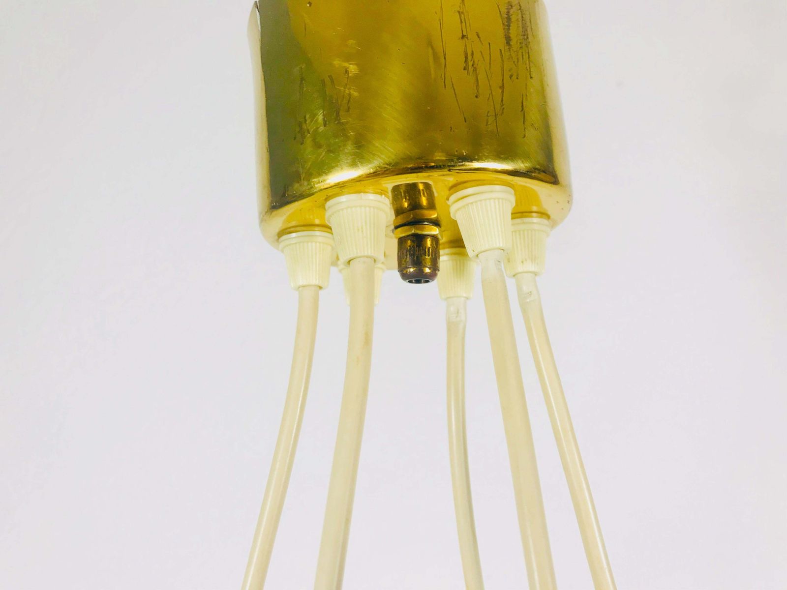 photo for sale Mid Century Modern Golden Kaiser 6 Arm Space Age Chandelier, 1960s, Germany