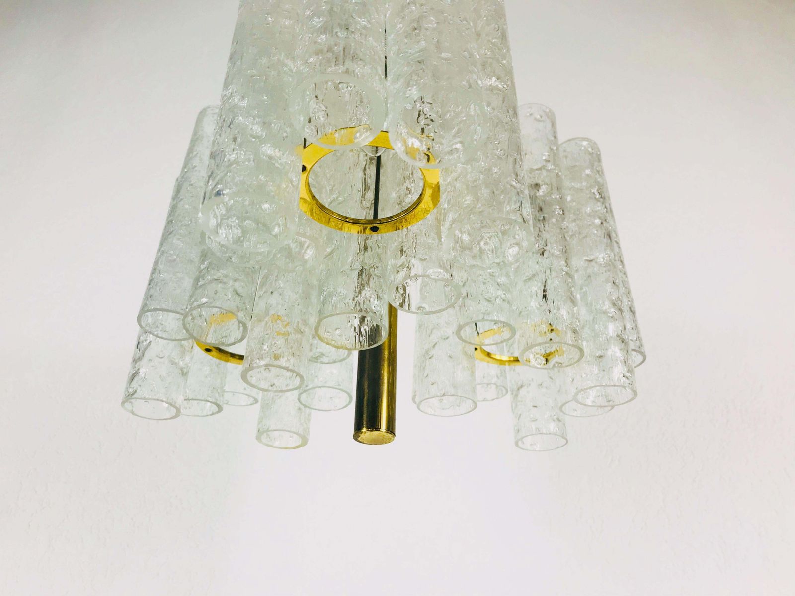 Extraordinary Doria Midcentury Crystal Ice Glass Chandelier Germany 1960s photo buy
