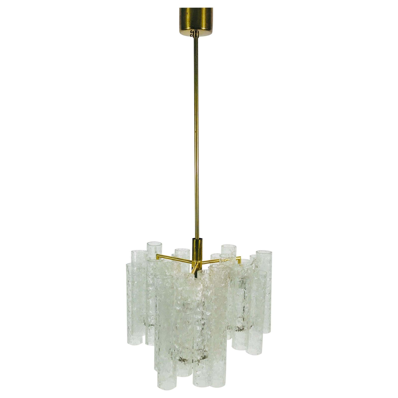 Lighting Extraordinary Doria Midcentury Crystal Ice Glass Chandelier Germany 1960s photo