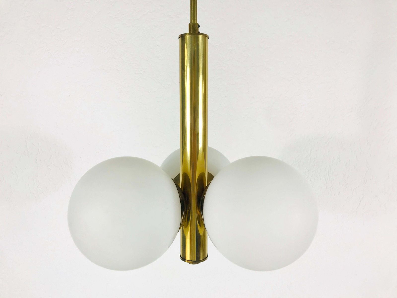 Mid Century Modern Golden Kaiser 3 Arm Space Age Chandelier 1960s Germany