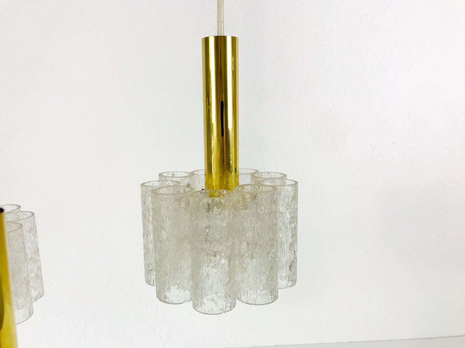 Lighting Doria Midcentury Crystal Ice Glass Cascade Pendant Lamp, Germany, 1960s photo