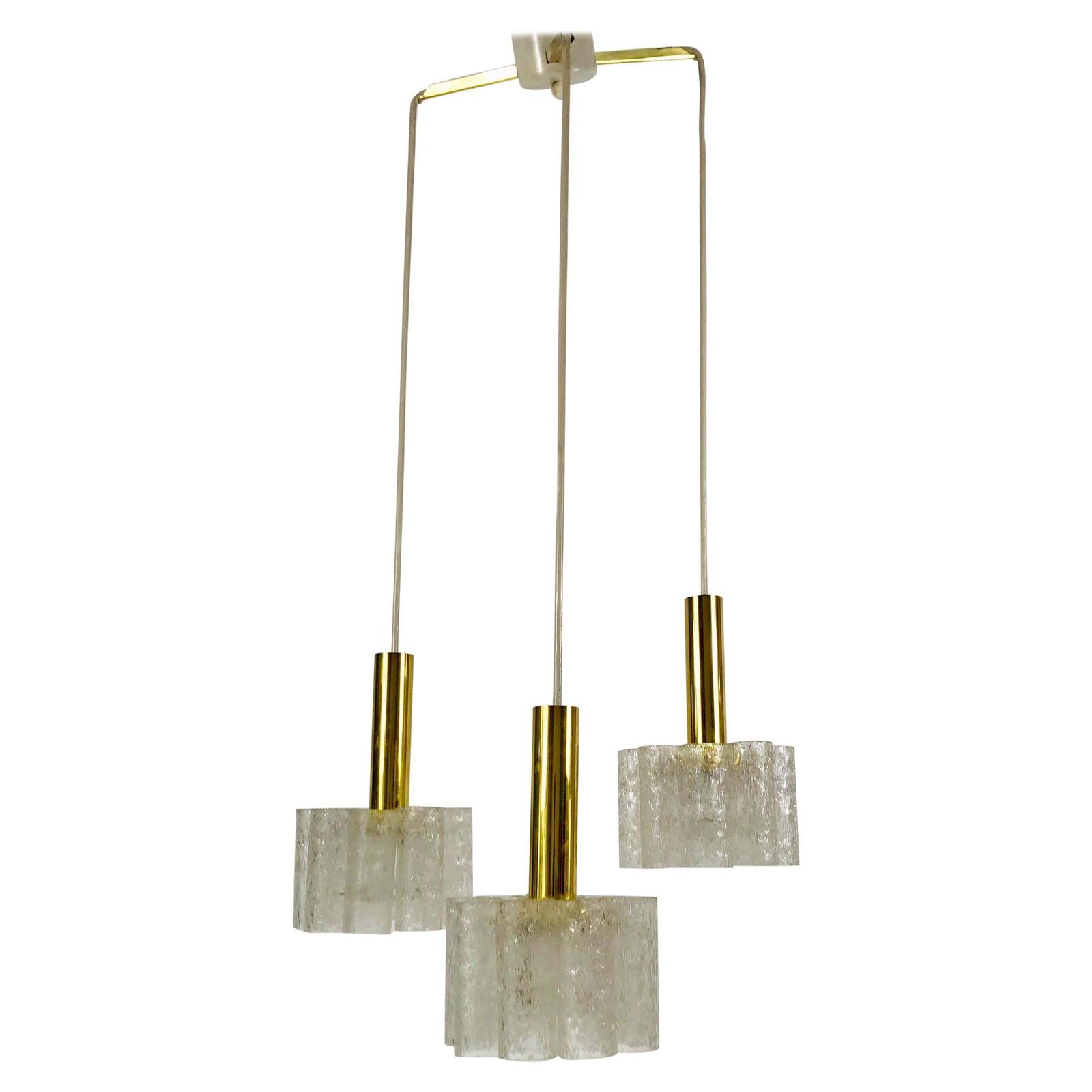 photo buy Doria Midcentury Crystal Ice Glass Cascade Pendant Lamp, Germany, 1960s