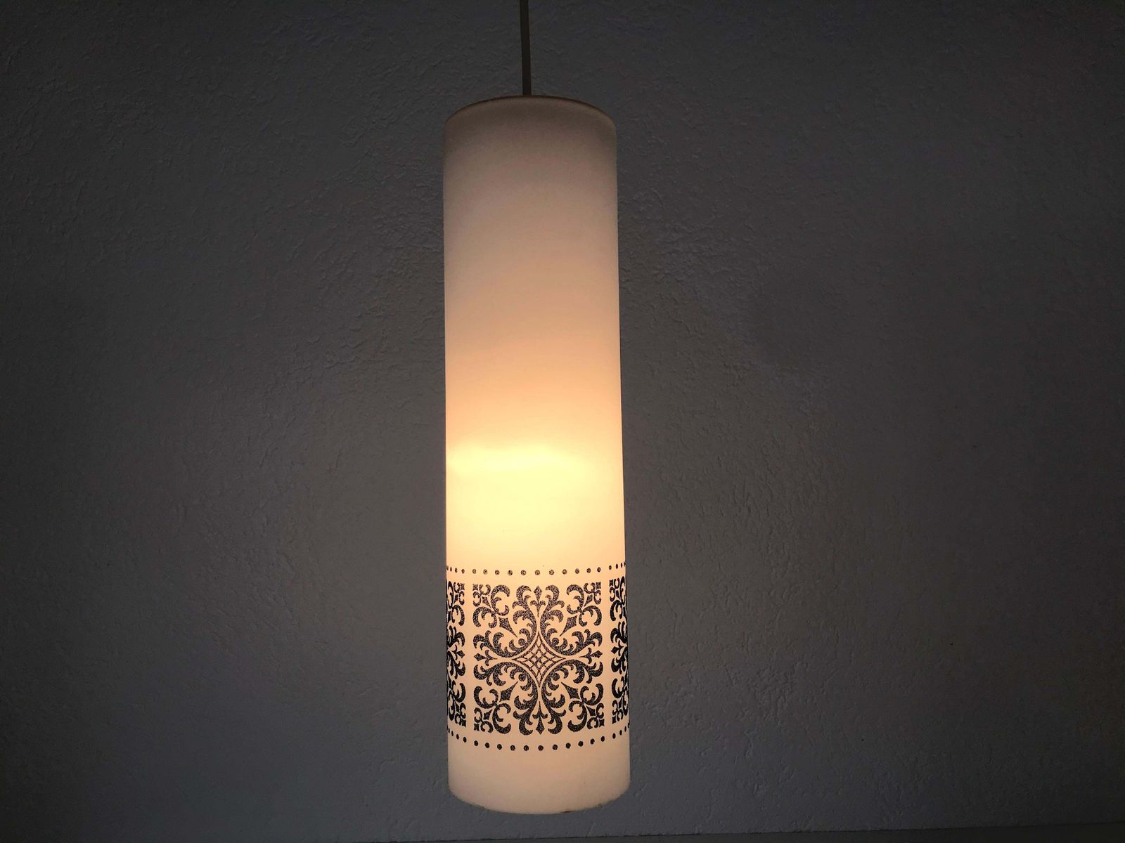 photo for sale Set Of 3 Rare Opaline Glass Pendant Lamps By Glashütte Limburg, 1960s