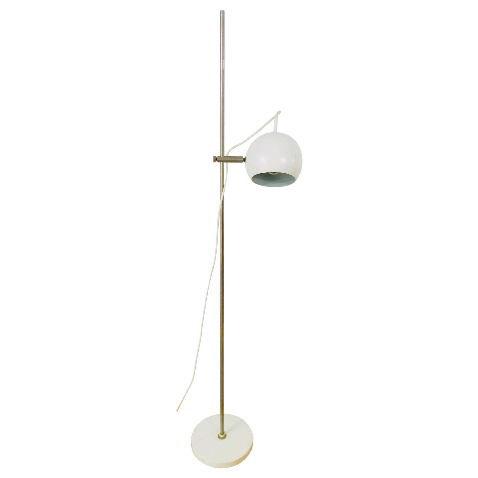Midcentury White Floor Lamp In The Style Of Joe Colombo, 1960s photo vintage