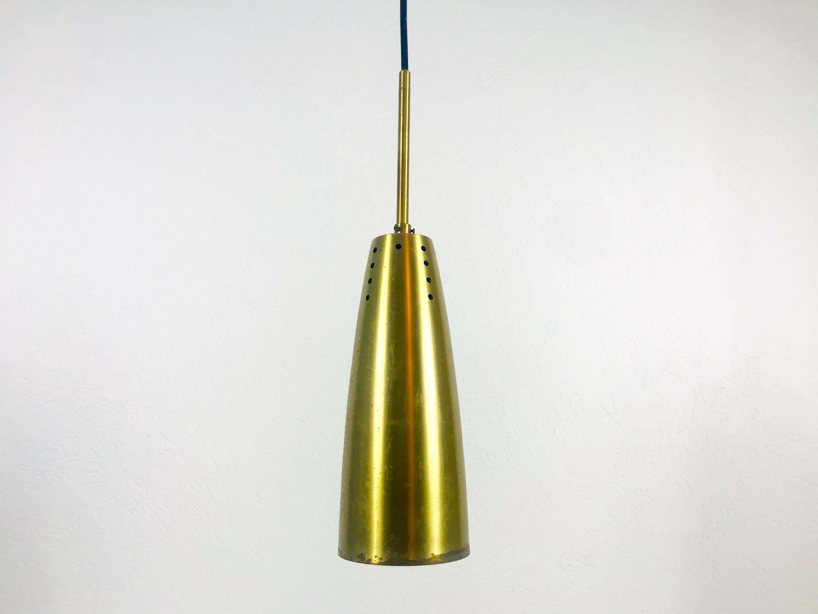 Pair Of Full Brass Mid Century Modern Pendant Lamps, 1950s, Germany photo for sale