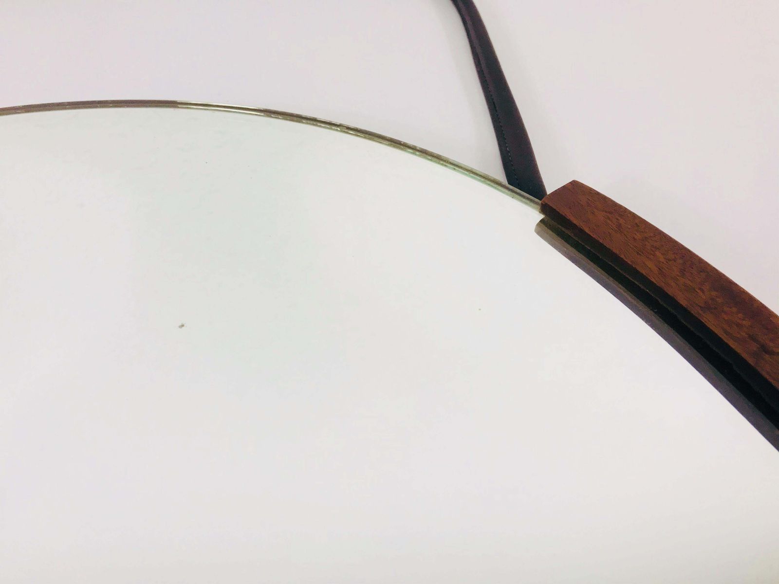 Italian Round Wooden Hanging Wall Mirror, 1960s, Italy photo 1378.0