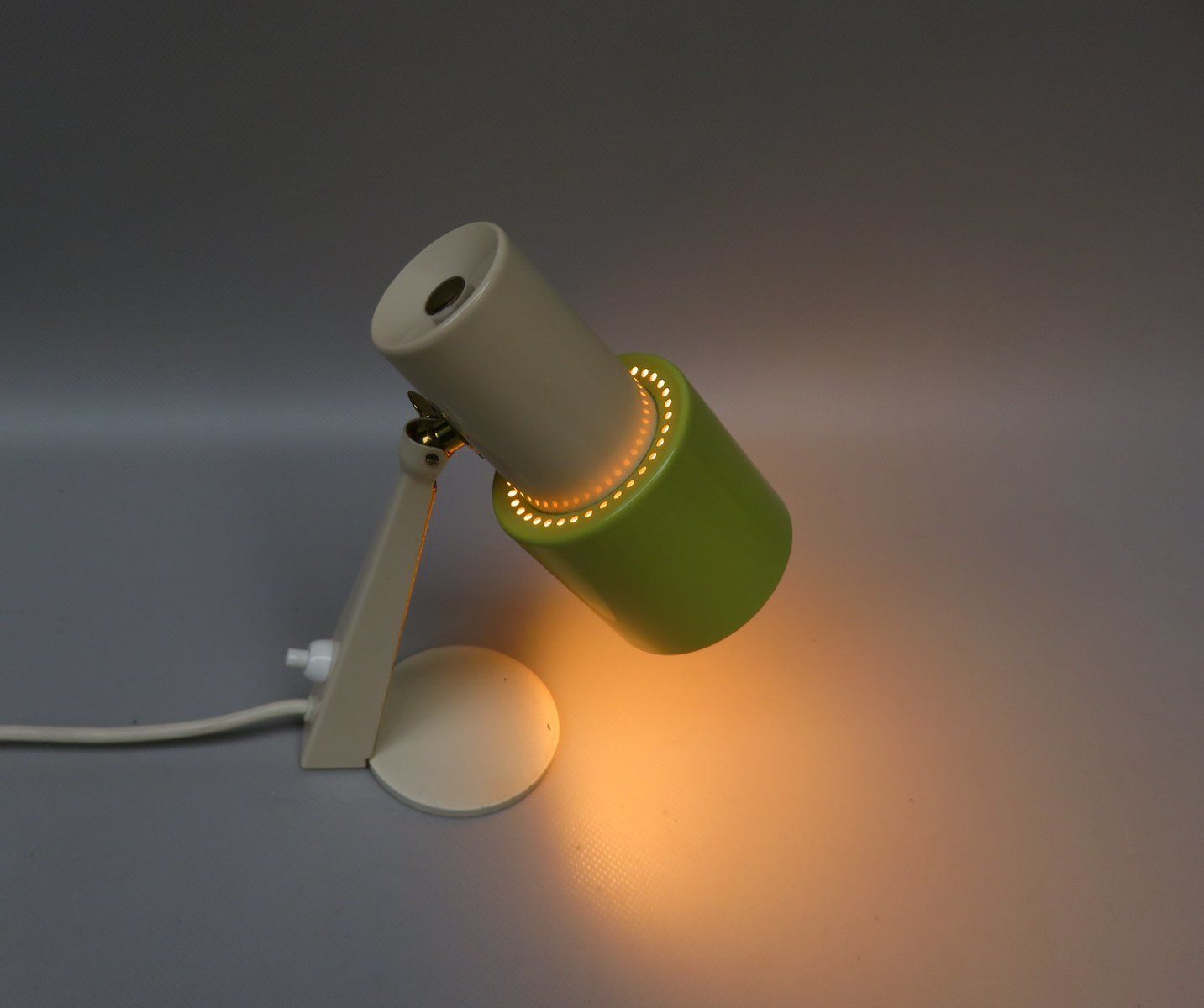 photo for sale Small Table Lights In Beige And Green Brass 1960s Set Of 2