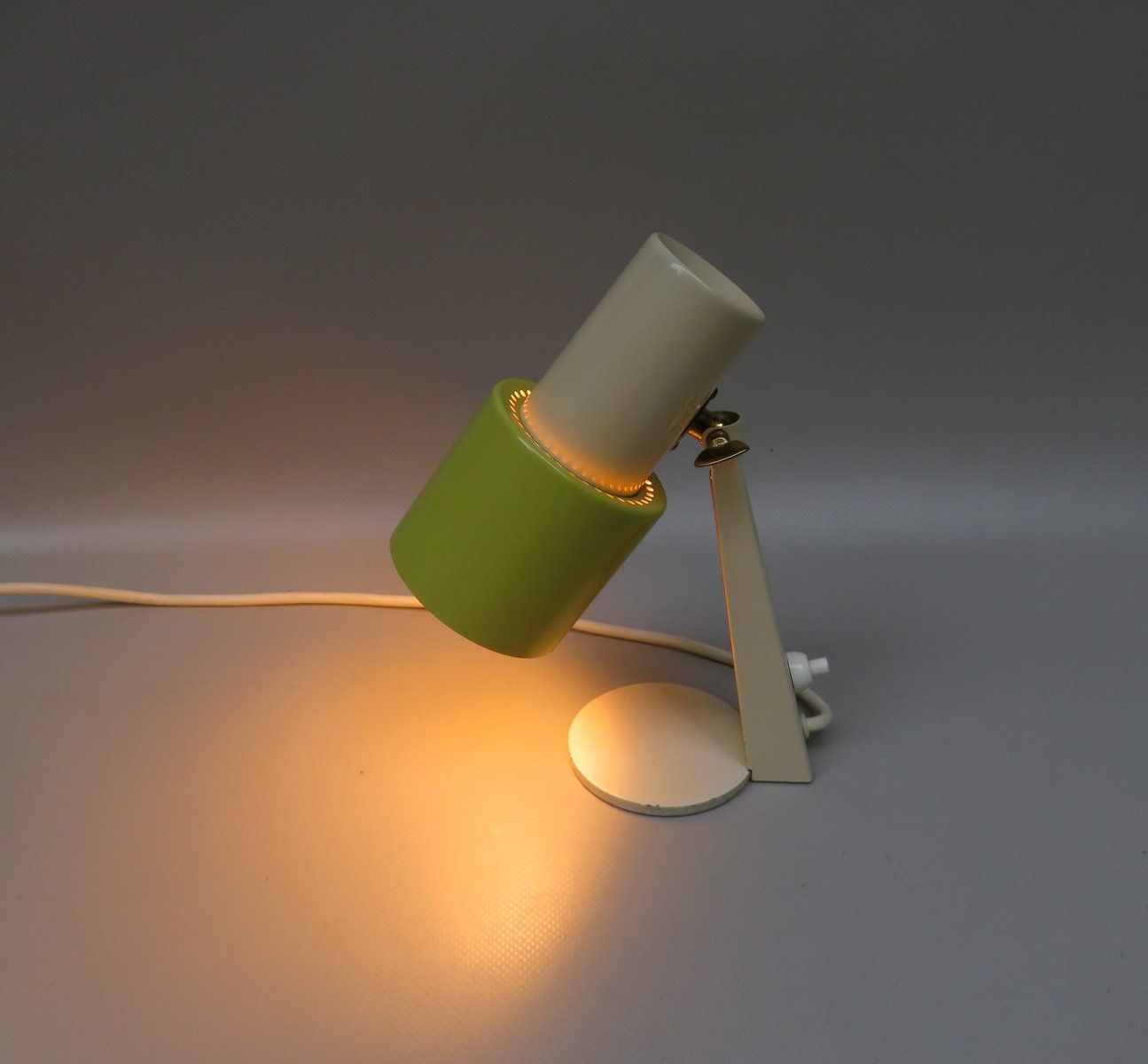 Lighting Small Table Lights In Beige And Green Brass 1960s Set Of 2 photo
