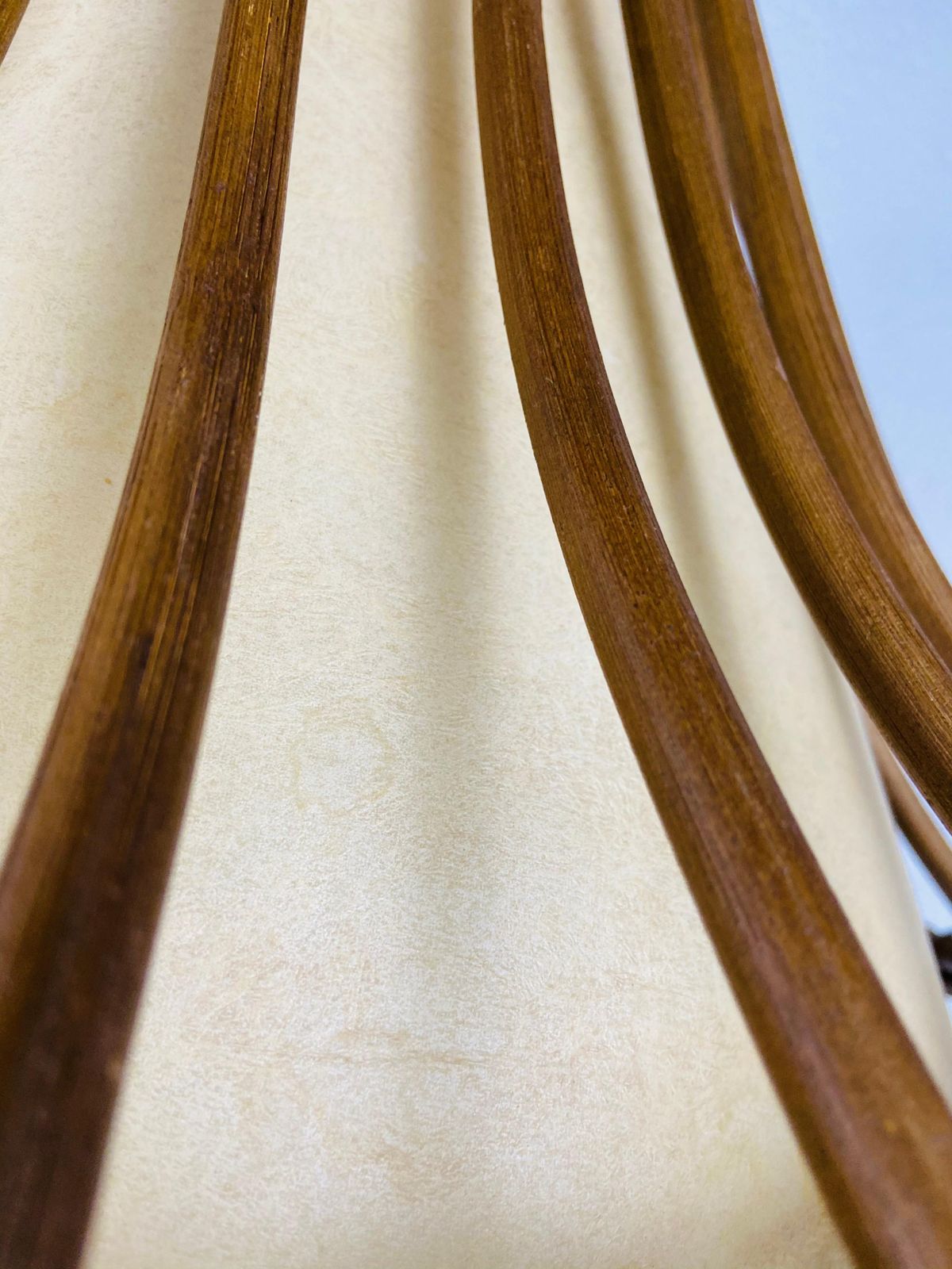 Midcentury Teak And Rattan Table Lamp, Circa 1970 photo buy