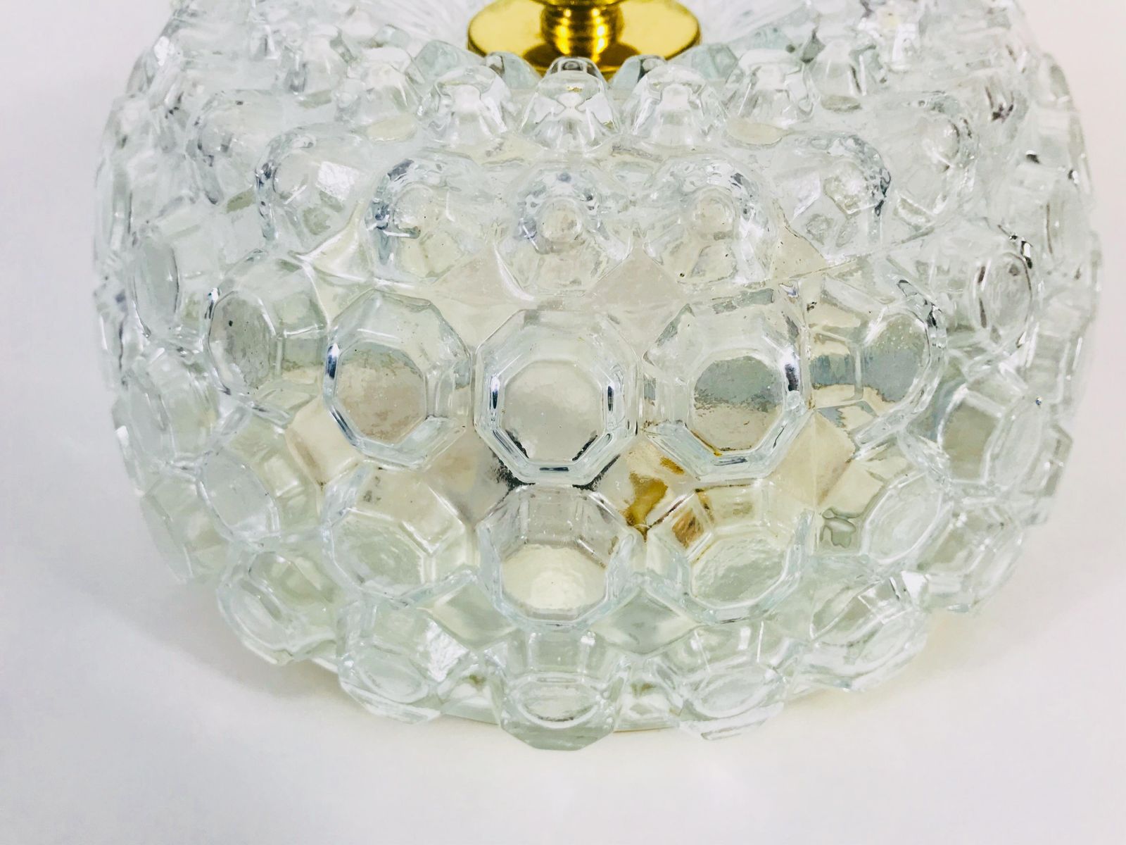 Crystal Glass Round Flush Mount By Glashütte Limburg, 1960s, Germany photo vinterior