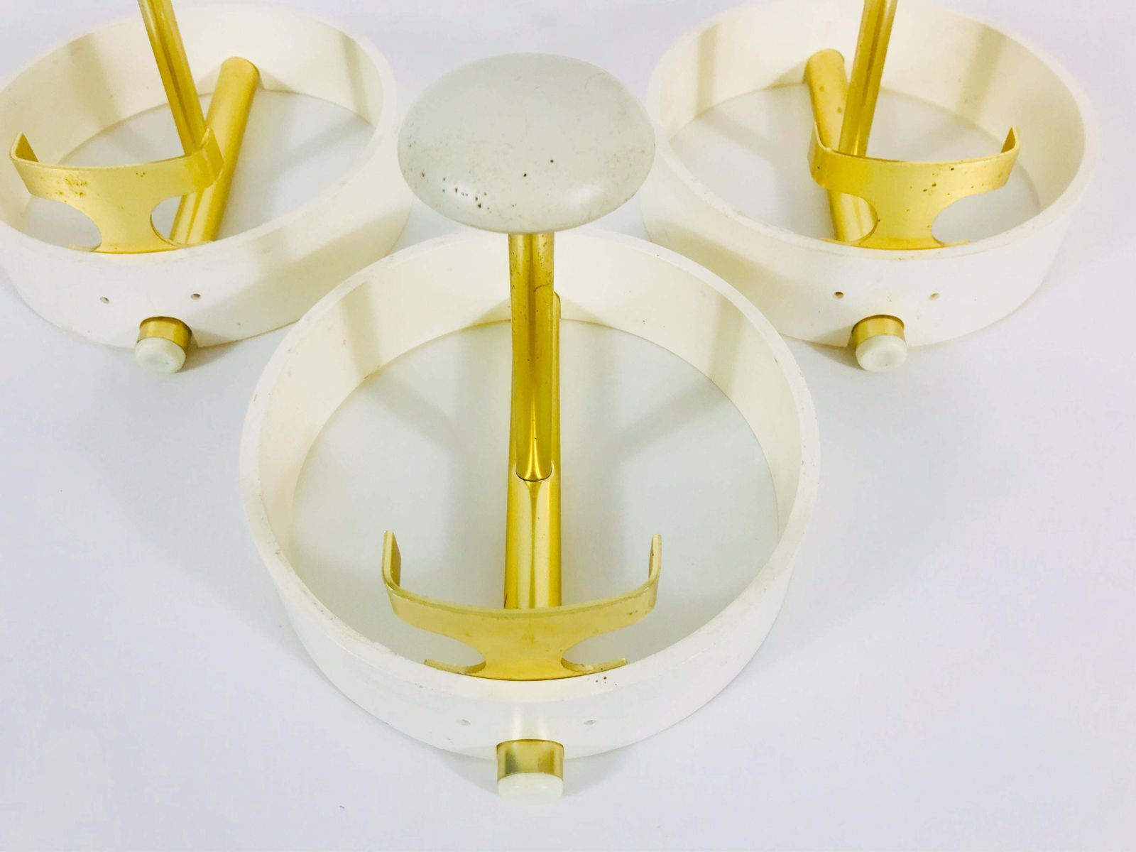 Set Of 3 Large Circular Brass And Metal Coat Racks, Germany, 1960s photo vinterior