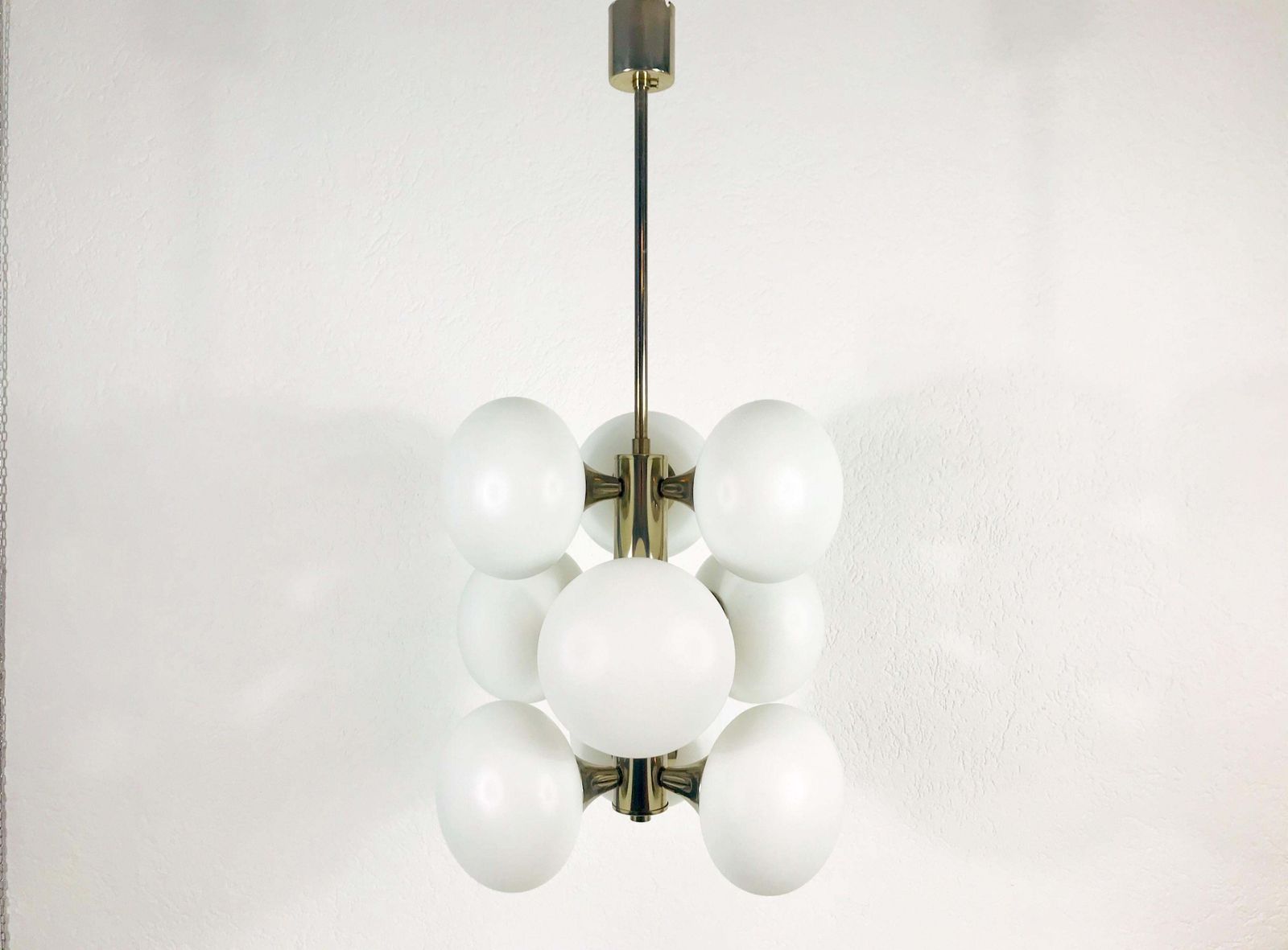 Mid Century Modern Chrome Kaiser 9 Arm Space Age Chandelier, 1960s, Germany photo furniture