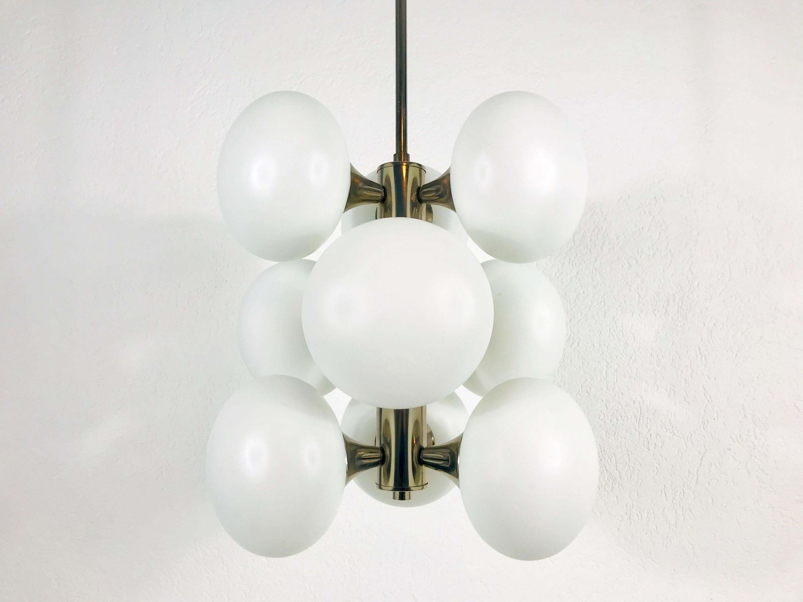 Mid Century Modern Chrome Kaiser 9 Arm Space Age Chandelier, 1960s, Germany photo vinterior