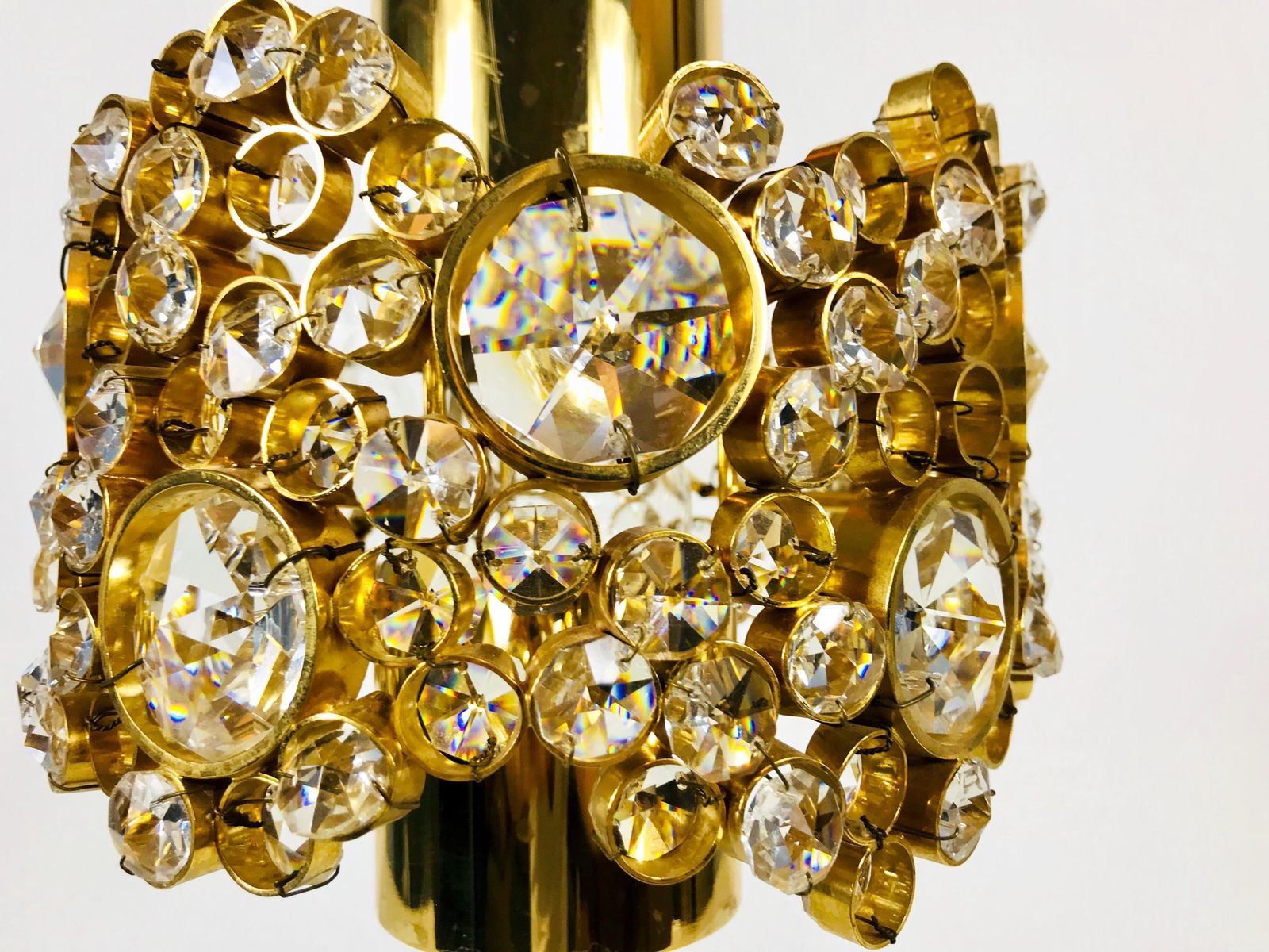 photo furniture Gilt Brass And Crystal Glass Chandelier By Palwa, Germany, 1970s