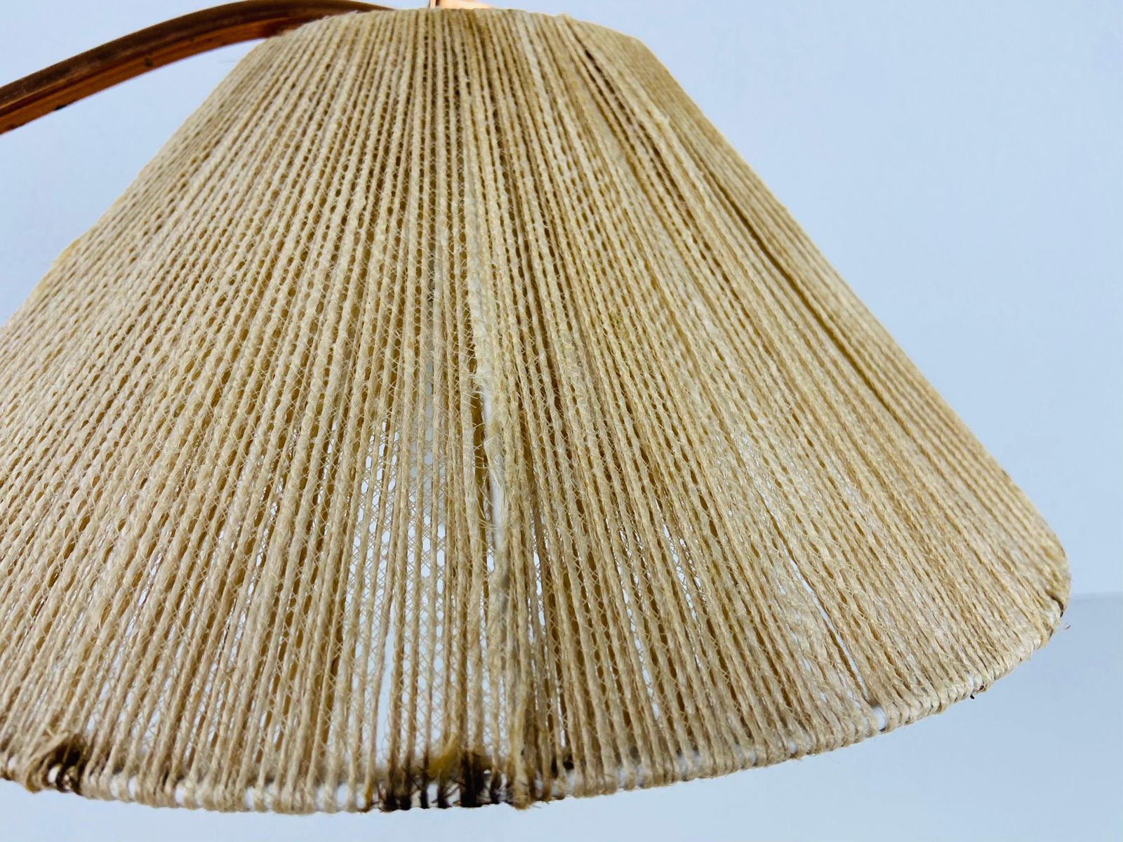 Midcentury Teak And Rattan Table Lamp By Temde, Circa 1970 photo vintage