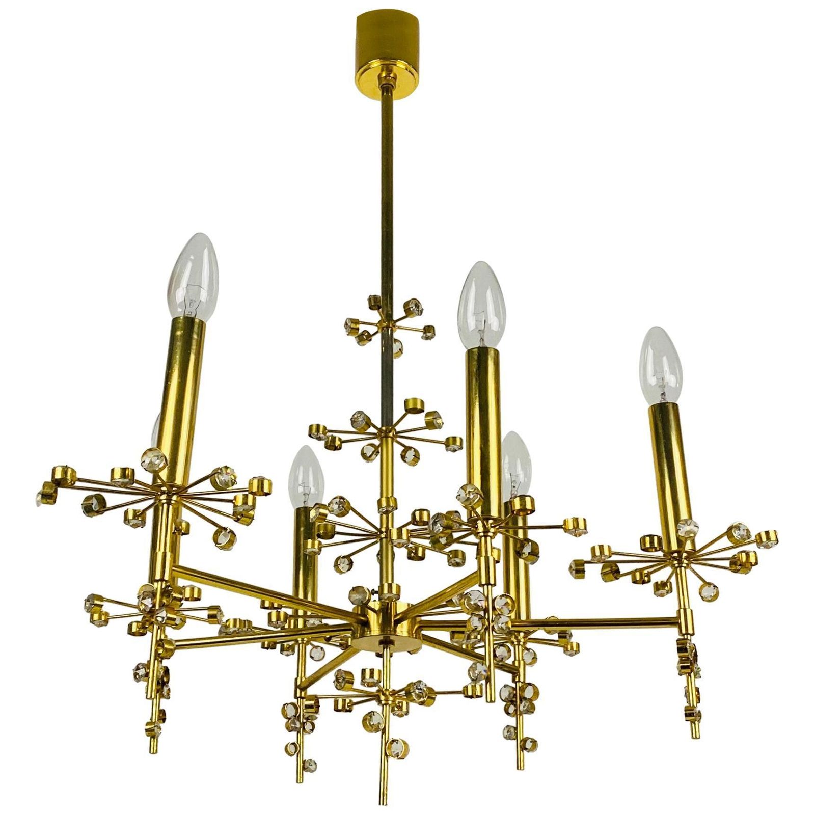Extraordinary Geometric Crystal Glass Chandelier By Palwa, Germany, 1960s