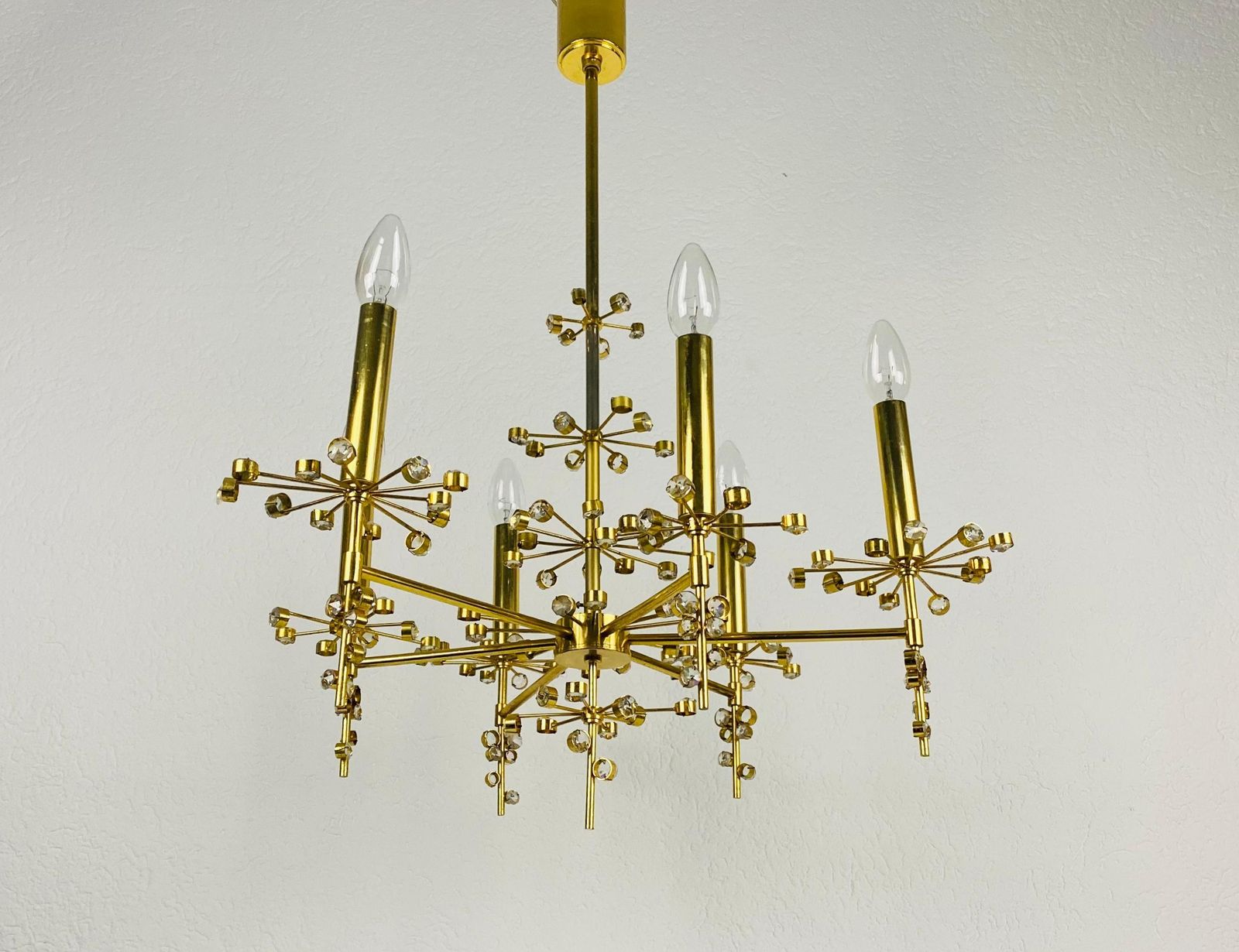 Extraordinary Geometric Crystal Glass Chandelier By Palwa, Germany, 1960s photo furniture