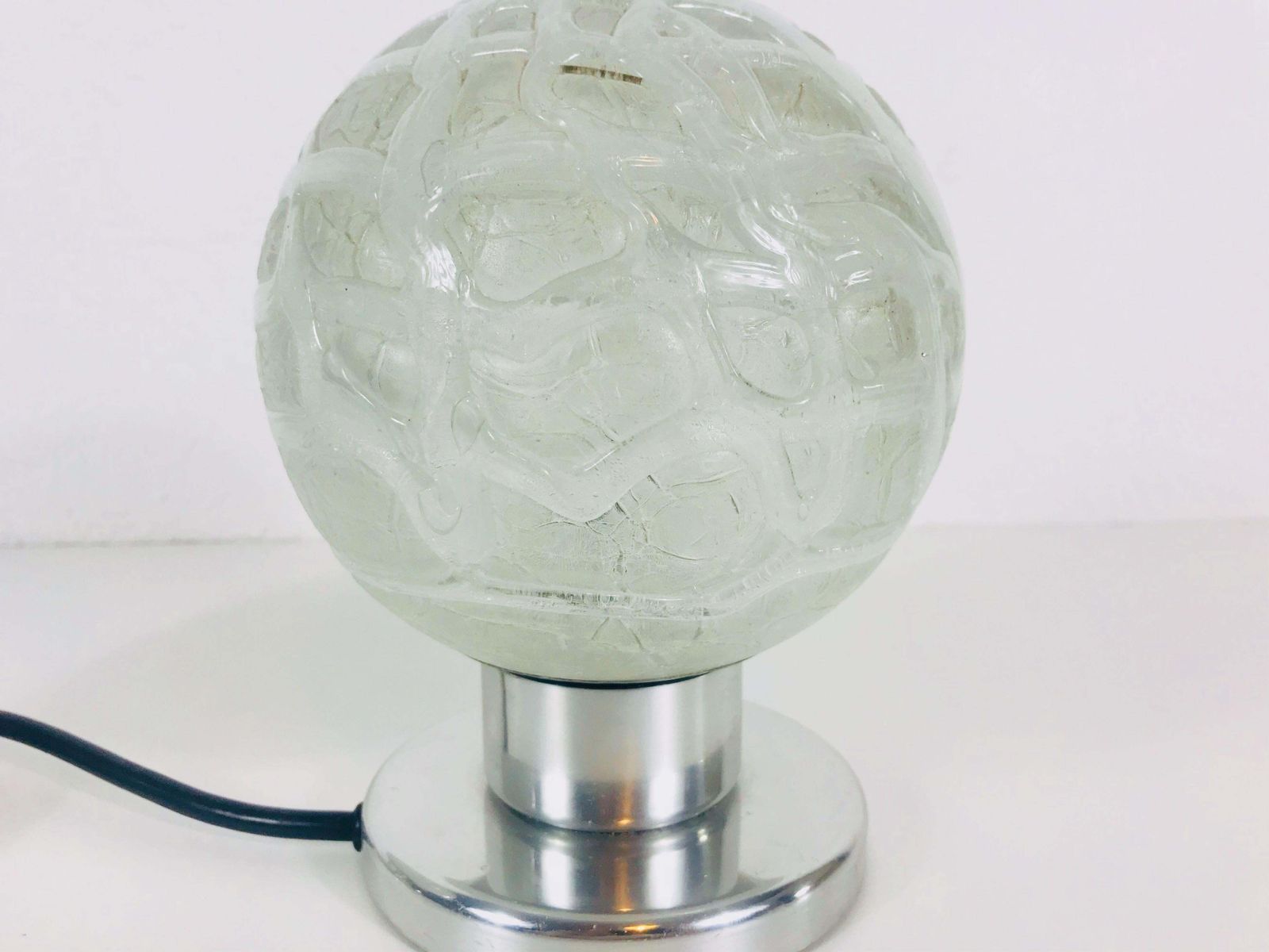 Frosted Iceglass And Chrome Table Lamps By Doria Leuchten, 1970s, Set photo vinterior