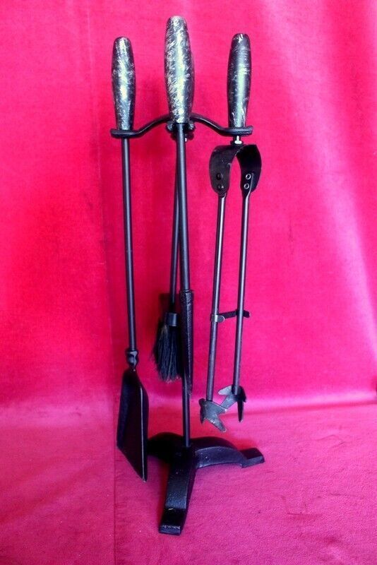 Set Of Companion Set Black Fireplace 5 Pieces Used Once
