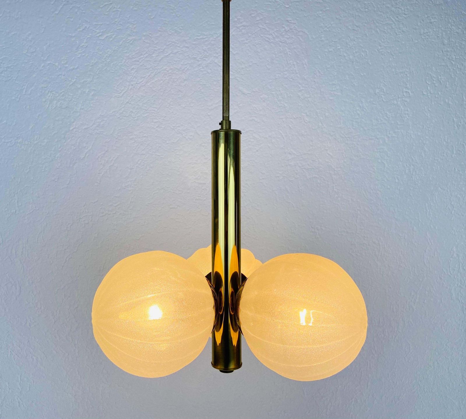 Mid Century Modern Golden Kaiser 3 Arm Space Age Chandelier, 1960s, Germany photo 1161.0