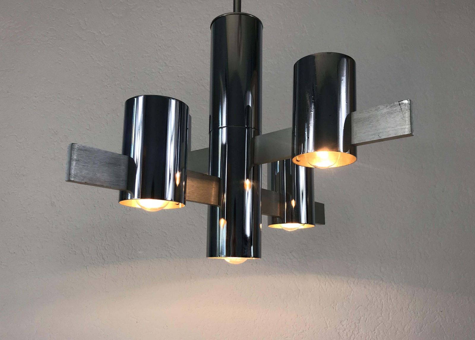 Chrome 4 Arm Chandelier By Gaetano Sciolari, Italy, 1960s photo furniture