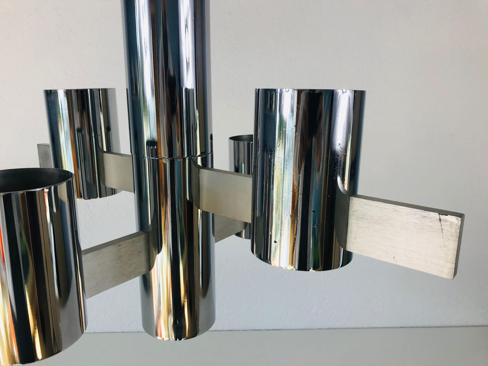 1096.0 Chrome 4 Arm Chandelier By Gaetano Sciolari, Italy, 1960s photo