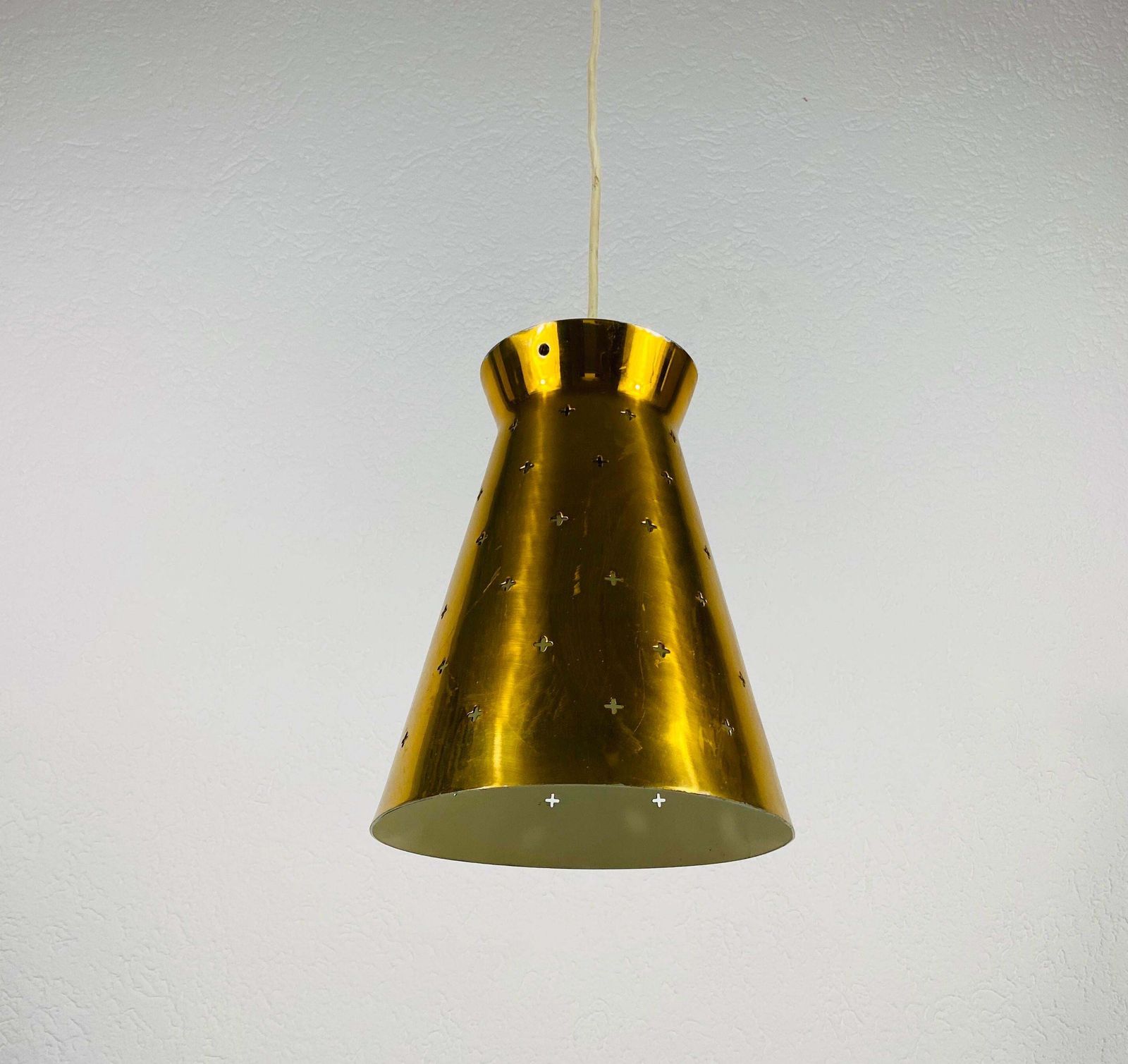 Polished Brass Pendant Lamp In The Style Of Paavo Tynell, 1950s photo Lighting