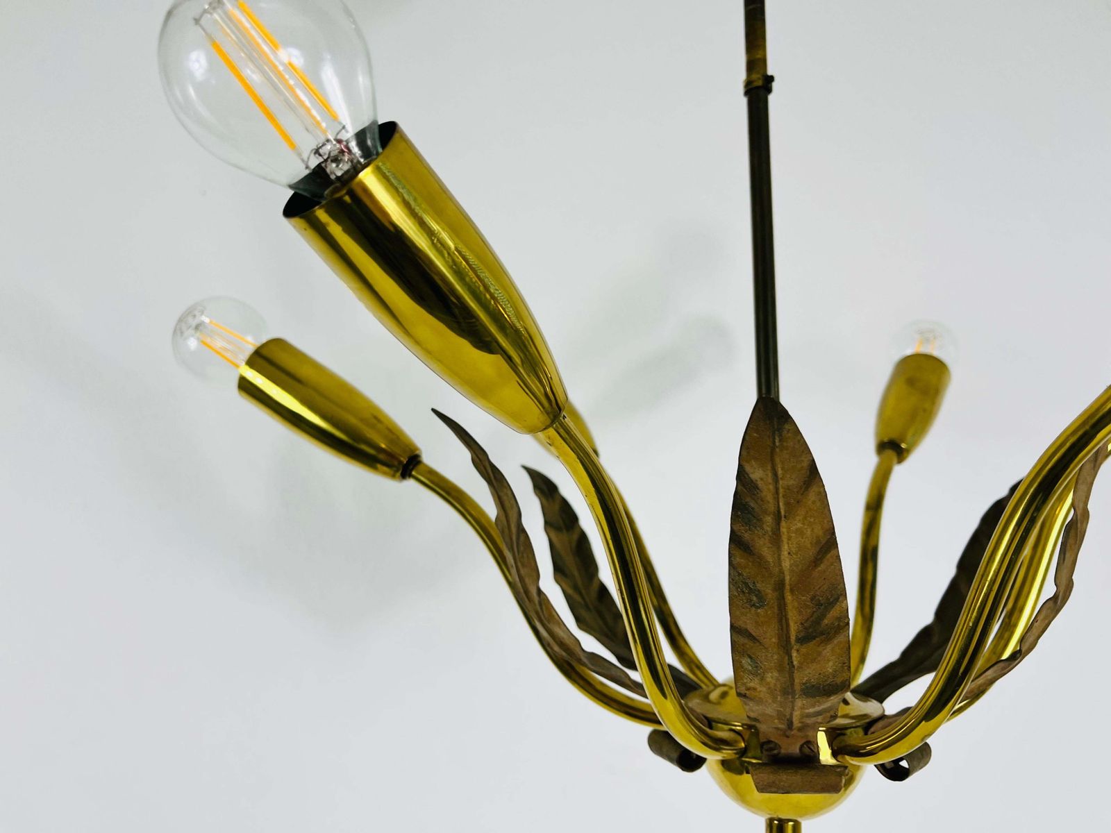 1879.0 Midcentury Brass 8 Arm Sputnik Chandelier By Vereinigte Werkstätte, 1960s photo