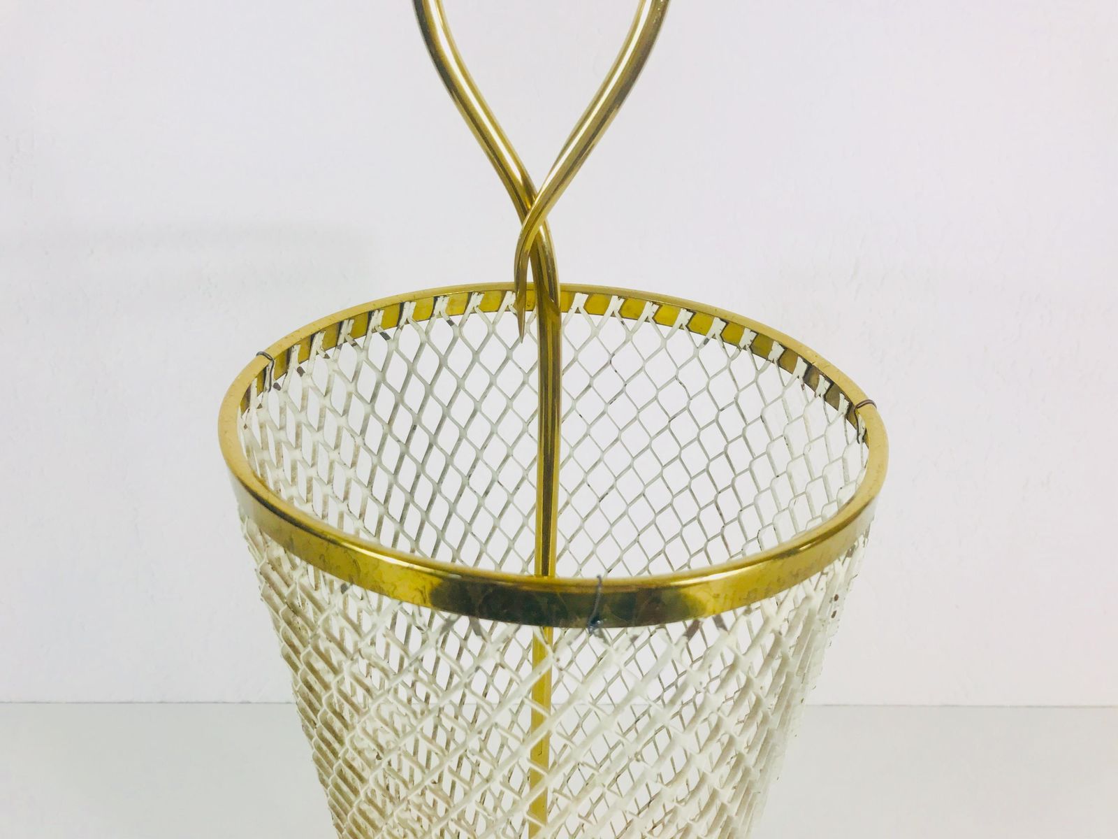 Exceptional Midcentury Brass And Aluminium Umbrella Stand, Germany, 1960s photo vintage