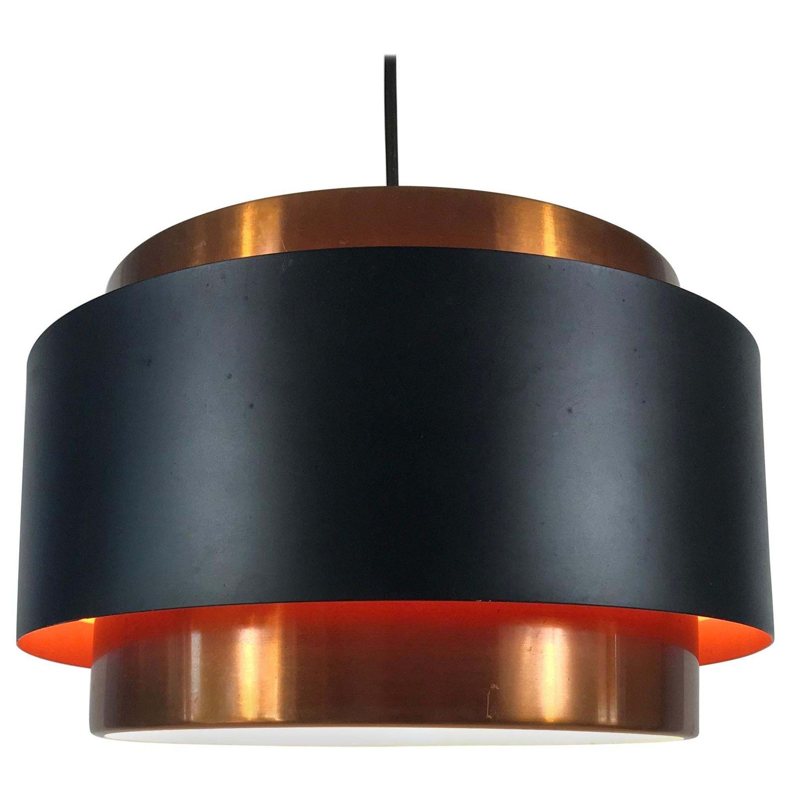 Copper And Black Saturn Pendant Lamp By Jo Hammerborg For Fog & Mørup, 1960s