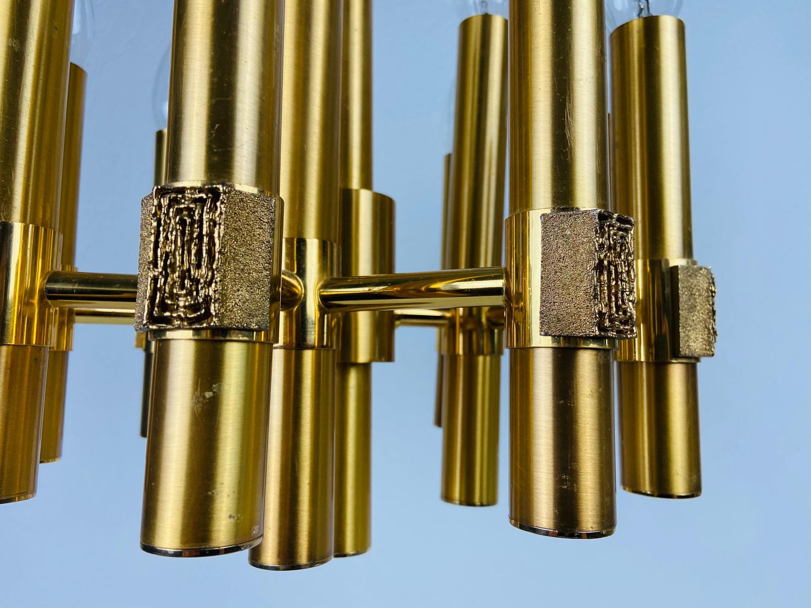 Brass 12 Arm Chandelier By Angelo Brotto For Esperiai, Italy, 1960s photo buy