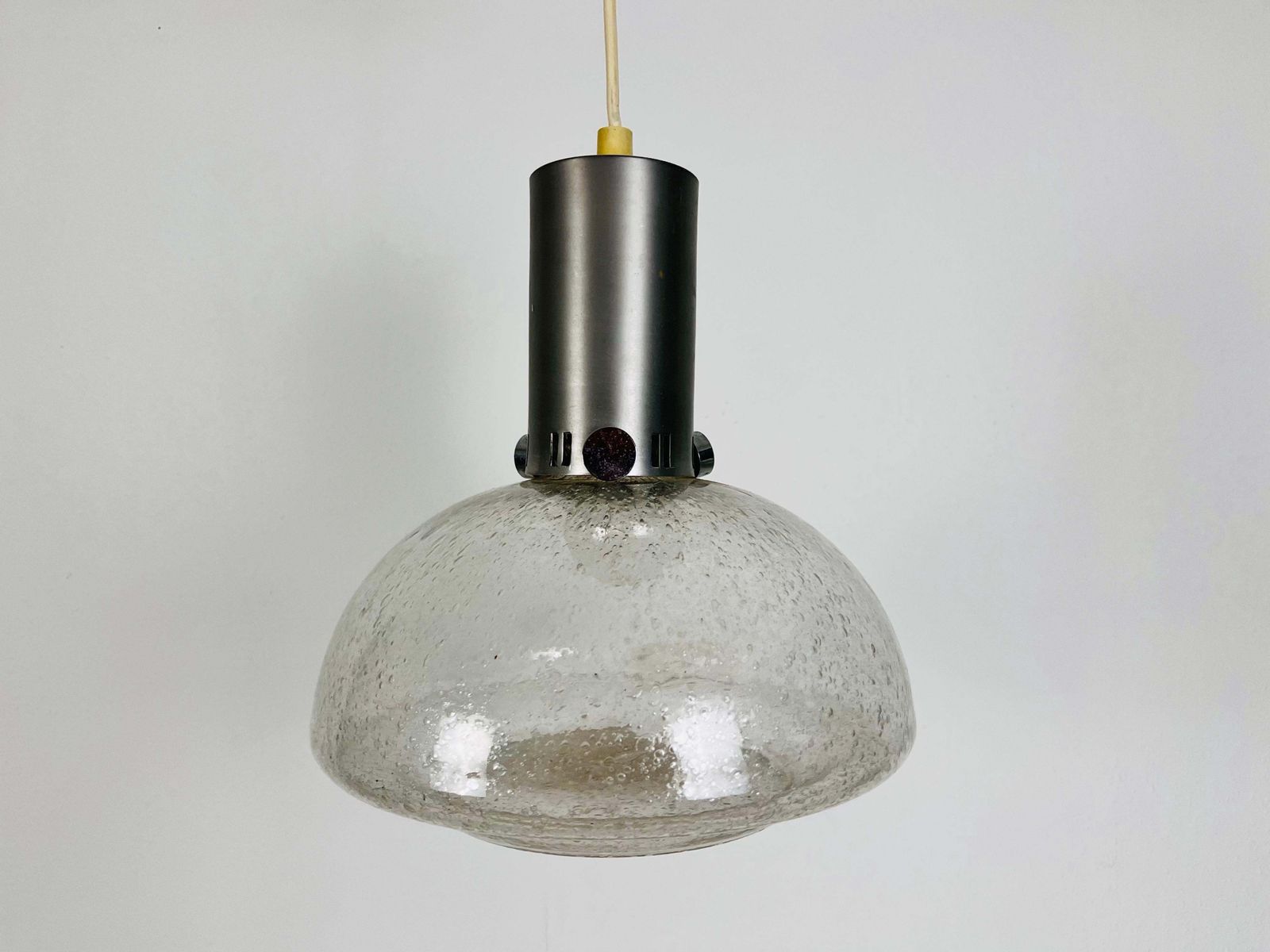 Rare Doria Midcentury Brass And Ice Glass Pendant Lamp, 1960s photo 532.0