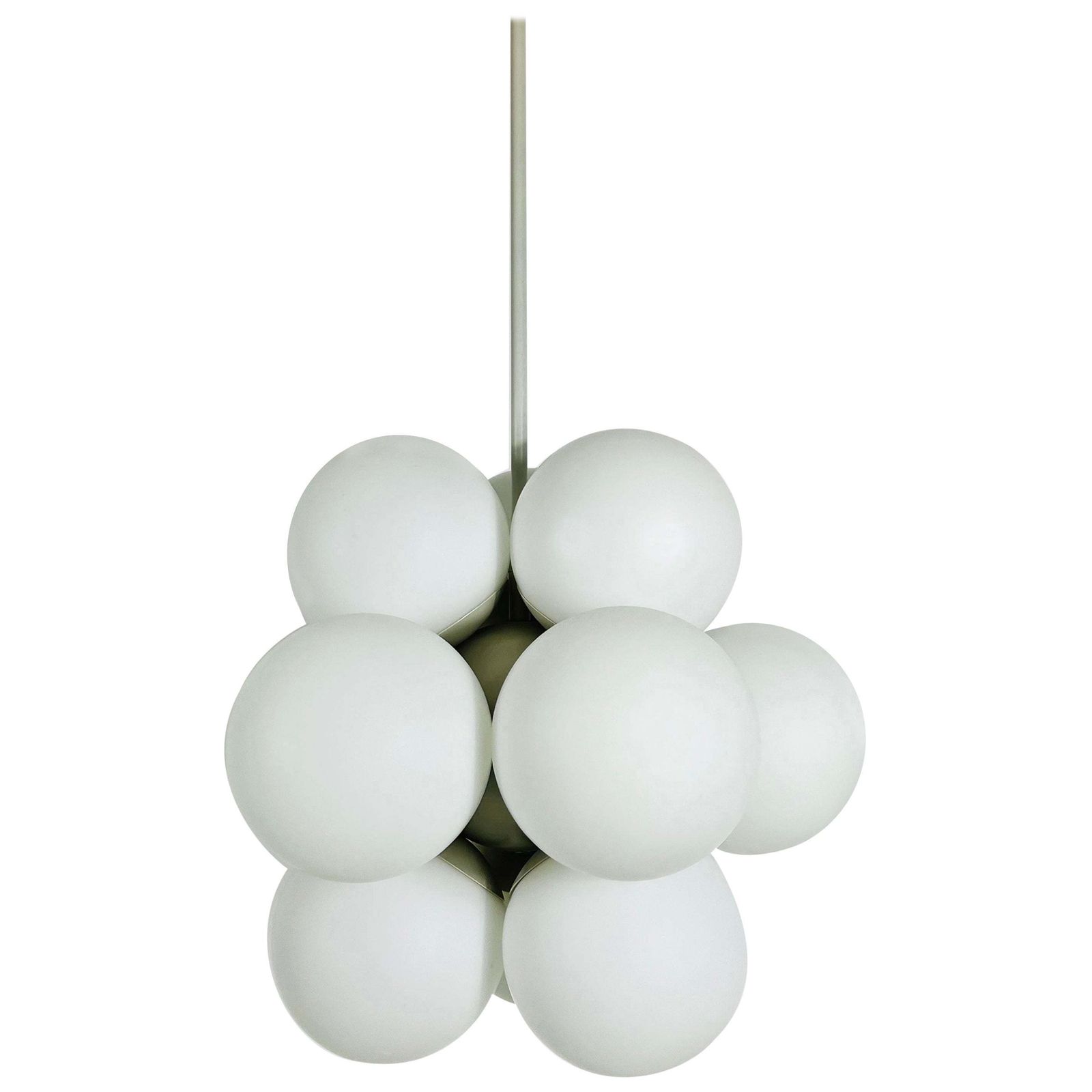 Atomic Kaiser Midcentury White 12  Arm Space Age Chandelier, 1960s, Germany