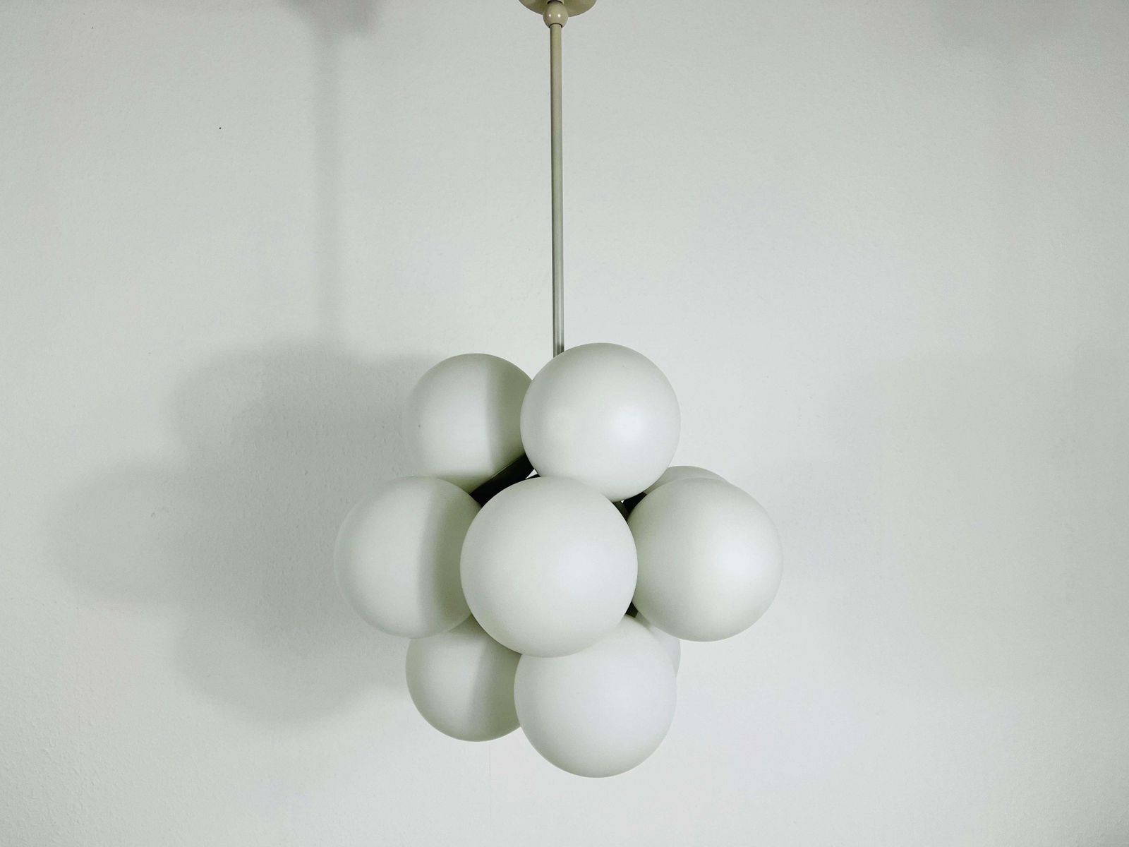 Atomic Kaiser Midcentury White 12  Arm Space Age Chandelier, 1960s, Germany photo for sale