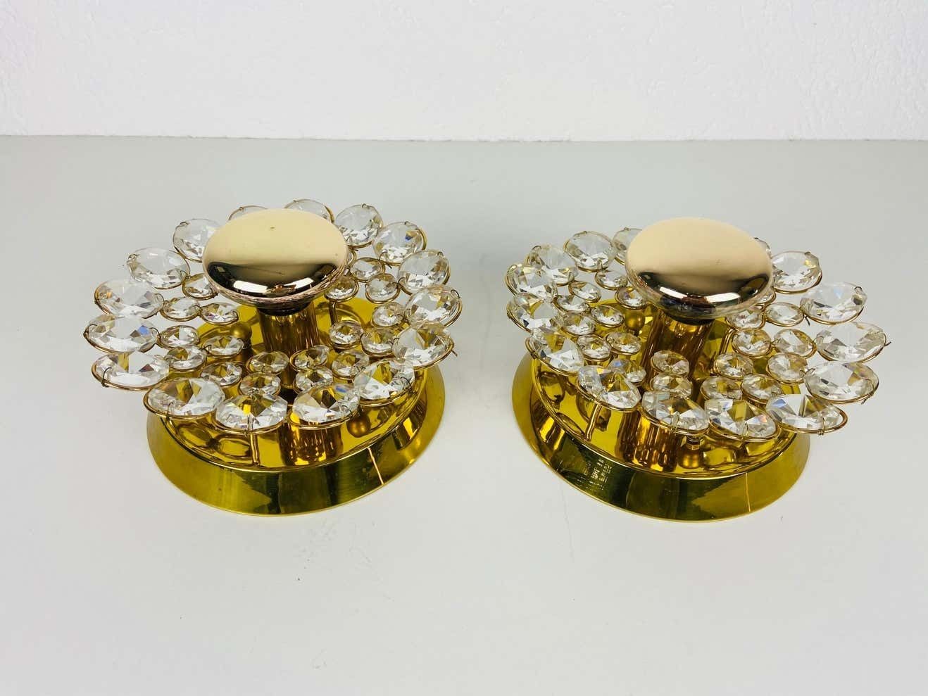 Pair Of Crystal Glass Sconces By Palwa, Germany, 1960s photo furniture
