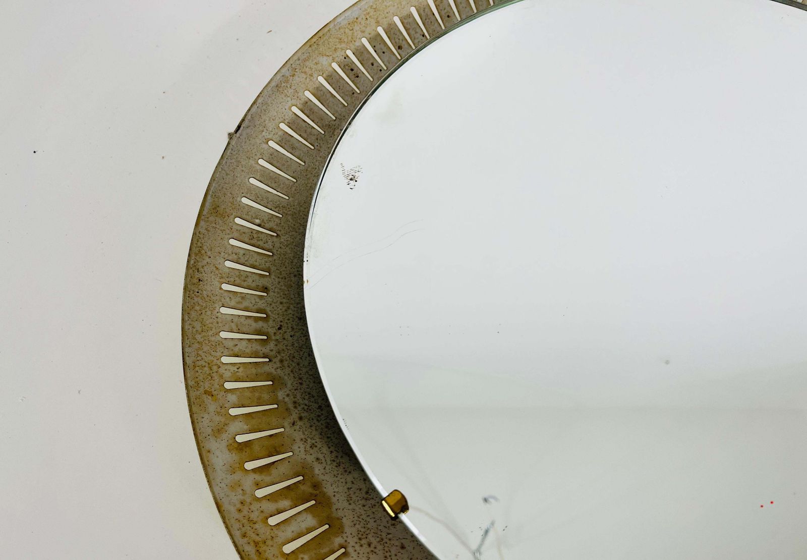 Rare Midcentury Metal Illuminated Mirror By Hillebrand, Germany, 1950s photo vinterior