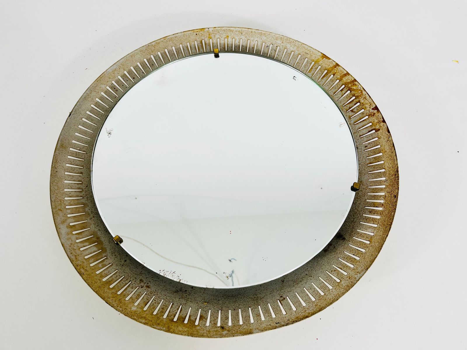 1691.0 Rare Midcentury Metal Illuminated Mirror By Hillebrand, Germany, 1950s photo