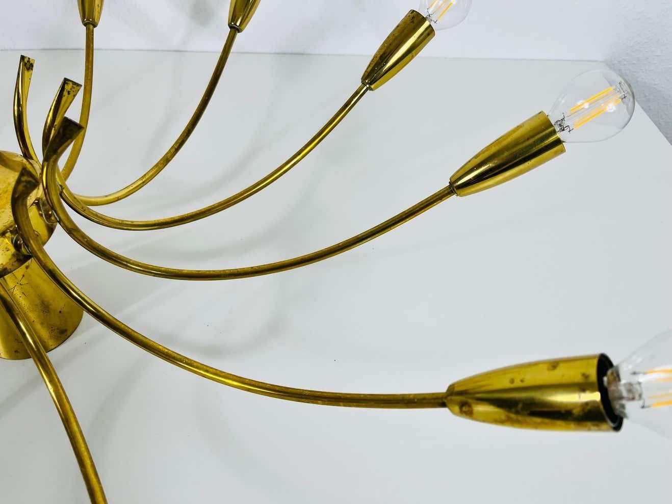 photo furniture 1 Of 2 Brass 12 Arm Sputnik Chandelier Arredoluce Attributed, 1950s