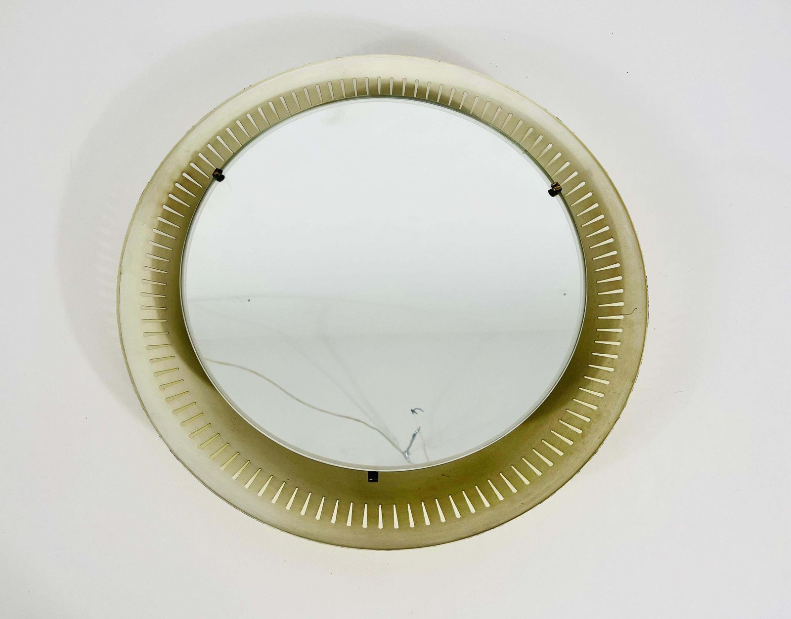 Rare Mid Century Metal Illuminated Mirror By Hillebrand, Germany, 1950s photo for sale