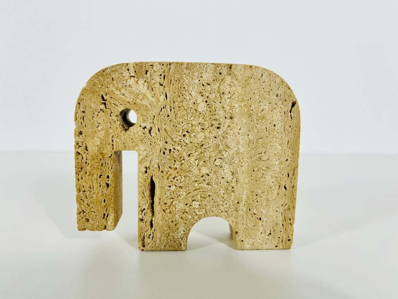 Italian Travertine Sculpture Elephant By Fratelli Mannelli, Italy, 1970s photo vinterior
