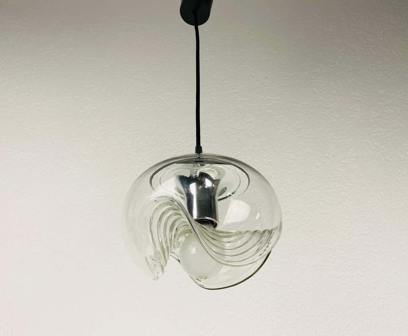 Transparent Glass Pendant Lamp By Koch & Lowy For Peill And Putzler, 1960 photo furniture