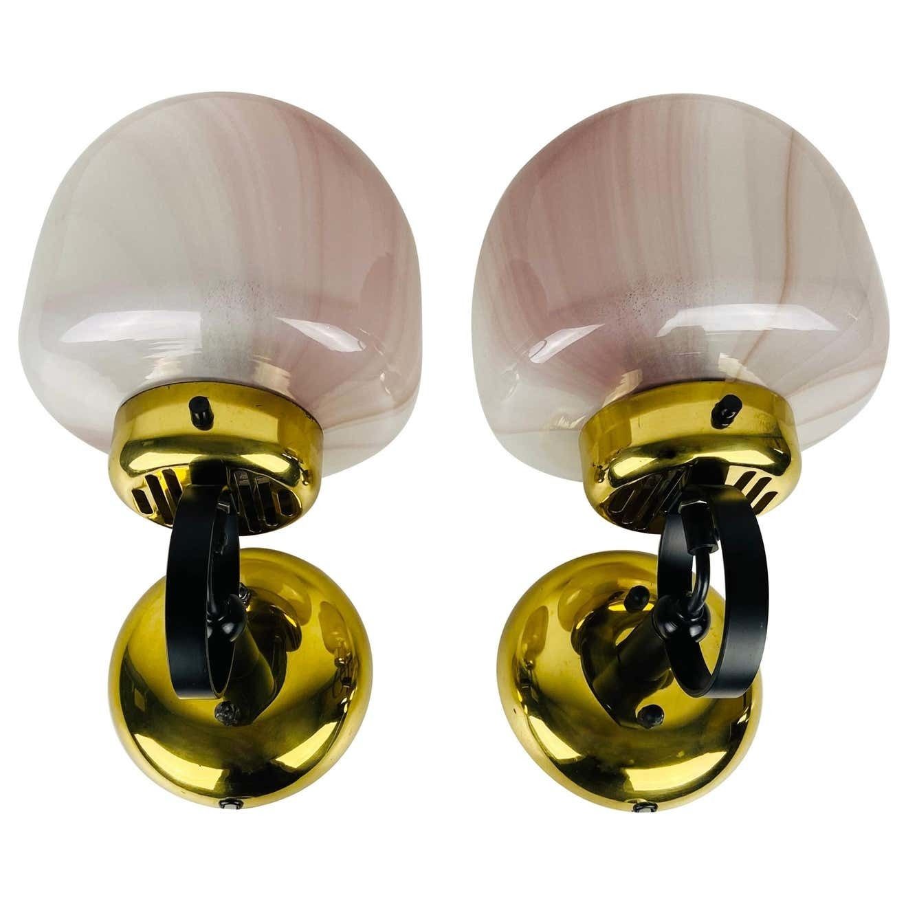 Pair Of 2 Opaque Glass Sconces By Peill & Putzler, 1970s, Germany