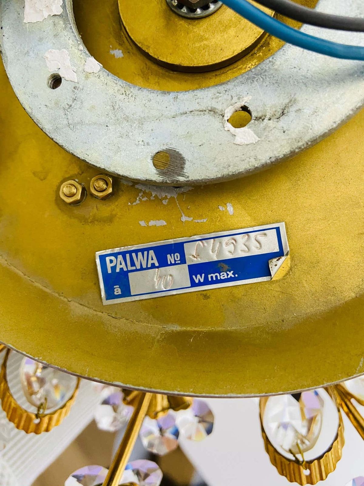 1566.0 Gilt Brass And Crystal Glass Flush Mount By Palwa, Germany, 1970s photo