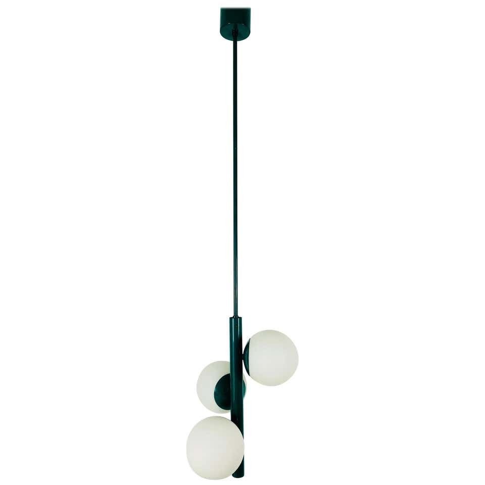 Kaiser Midcentury Green 3 Arm Space Age Chandelier, 1960s, Germany