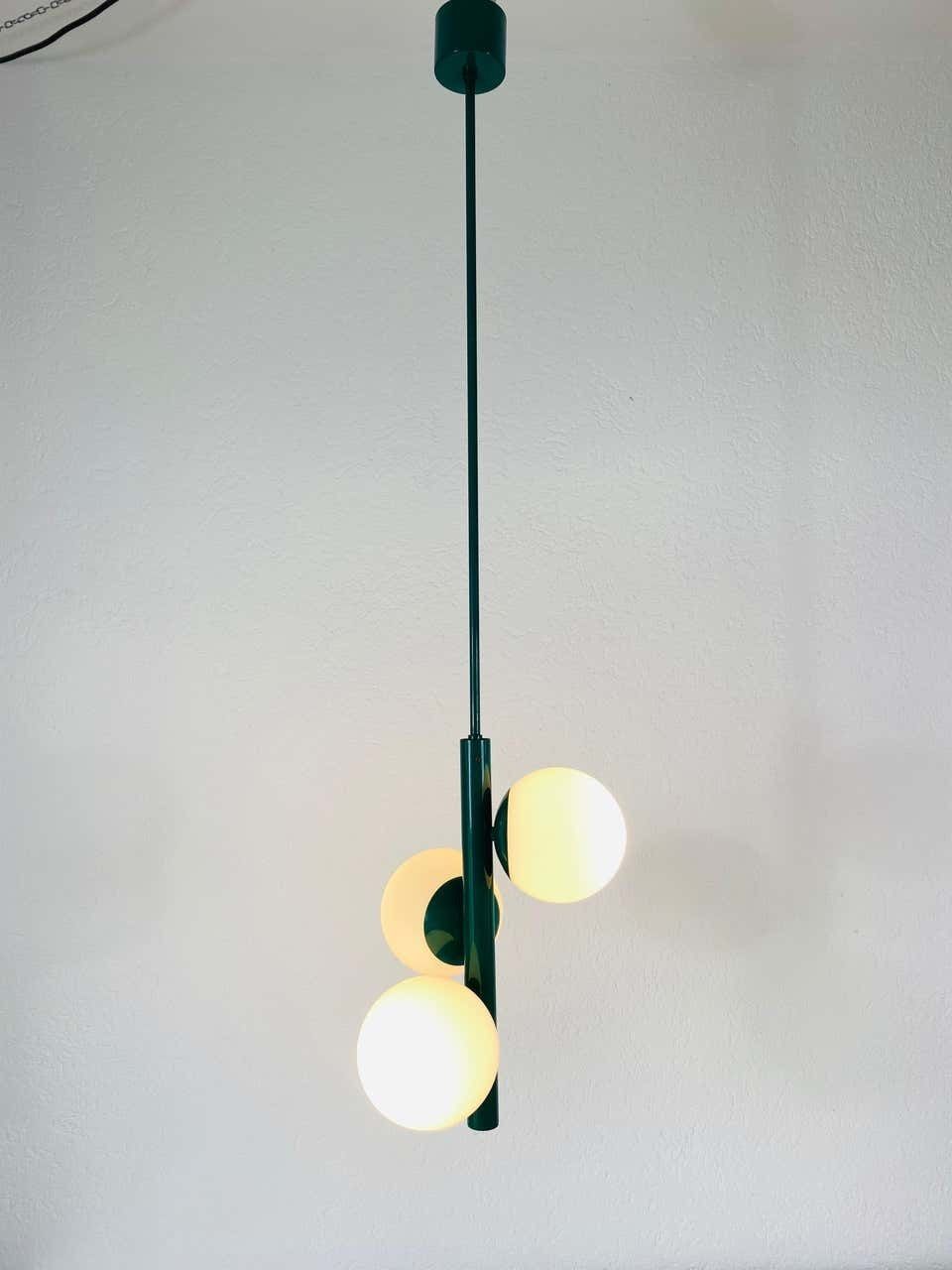 Kaiser Midcentury Green 3 Arm Space Age Chandelier, 1960s, Germany photo buy