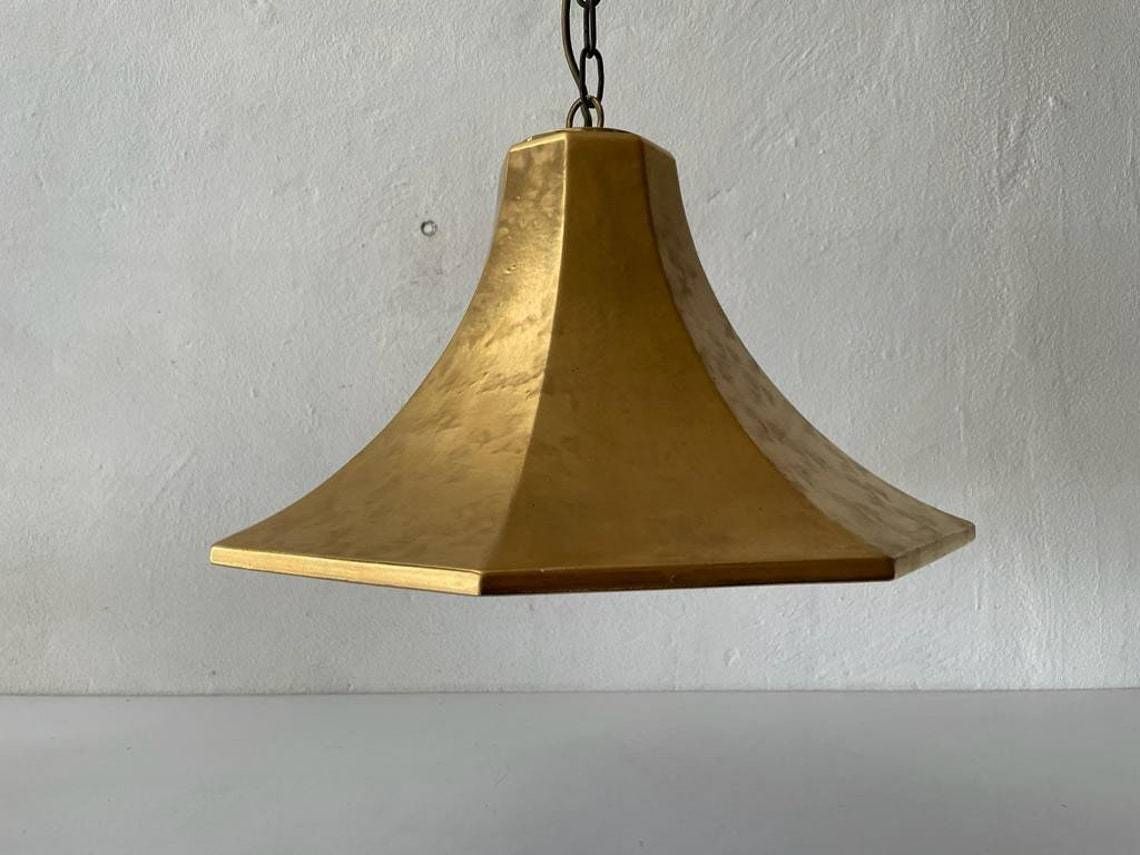 Exclusive Gold Ceramic German Pendant Lamp By Licht+Wohnen, Karlsruhe, 1970s, Germany